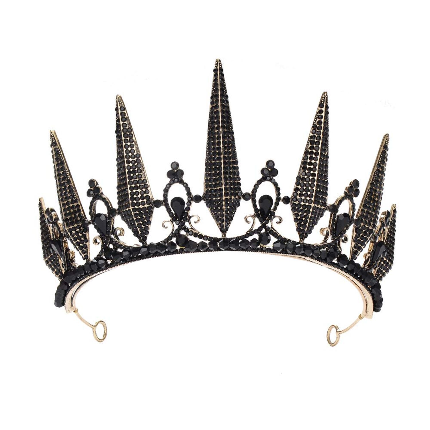 S SNUOY Black Rhinestone Tiara Baroque Crown Wedding Headpiece Costume Party Accessories for Women