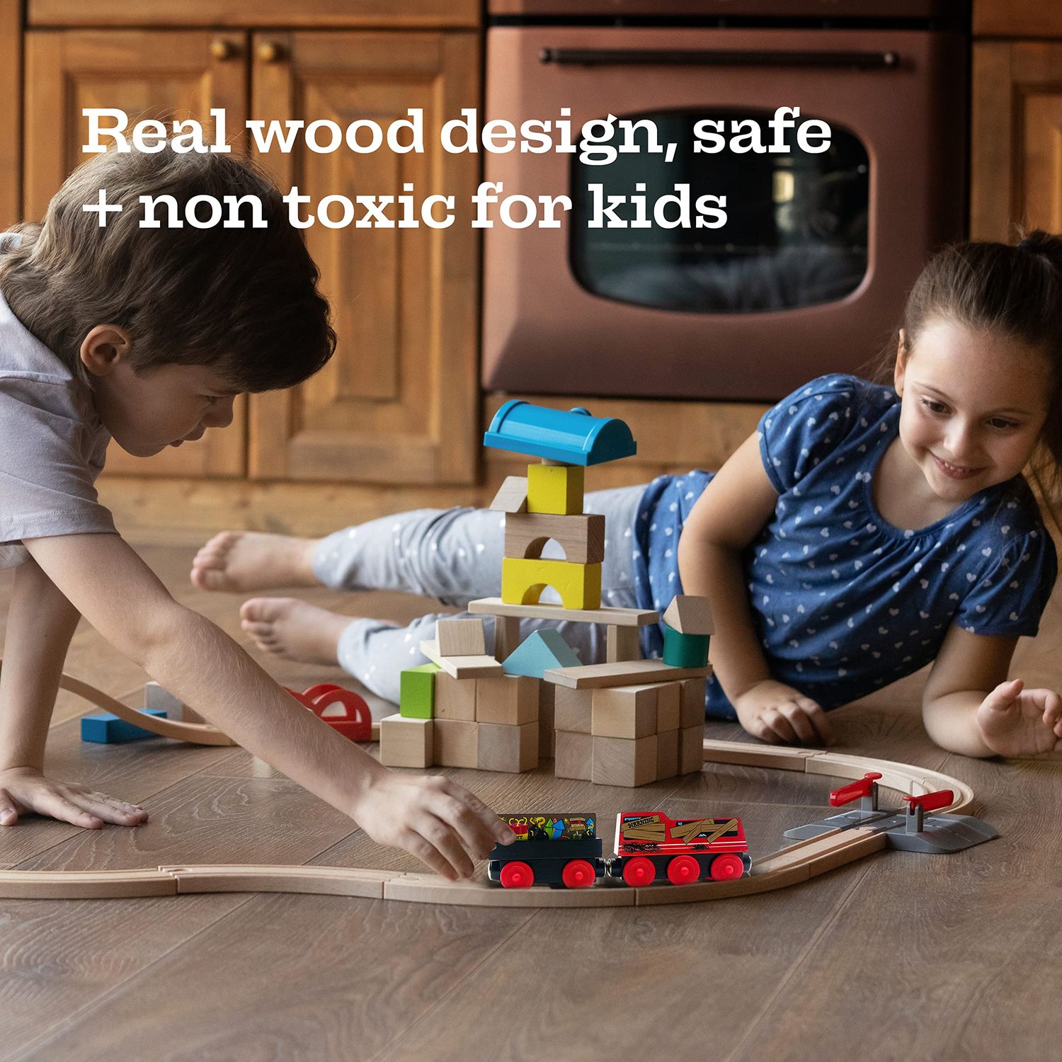 ZANY TRAINS Toddler Halloween Toys - Toxic Ted - Wooden Train Set with Cargo - Compatible with All Wooden Train Sets - Wooden Train Cars - Boo Basket Stuffers - Spooky Puzzle Gifts for Kids