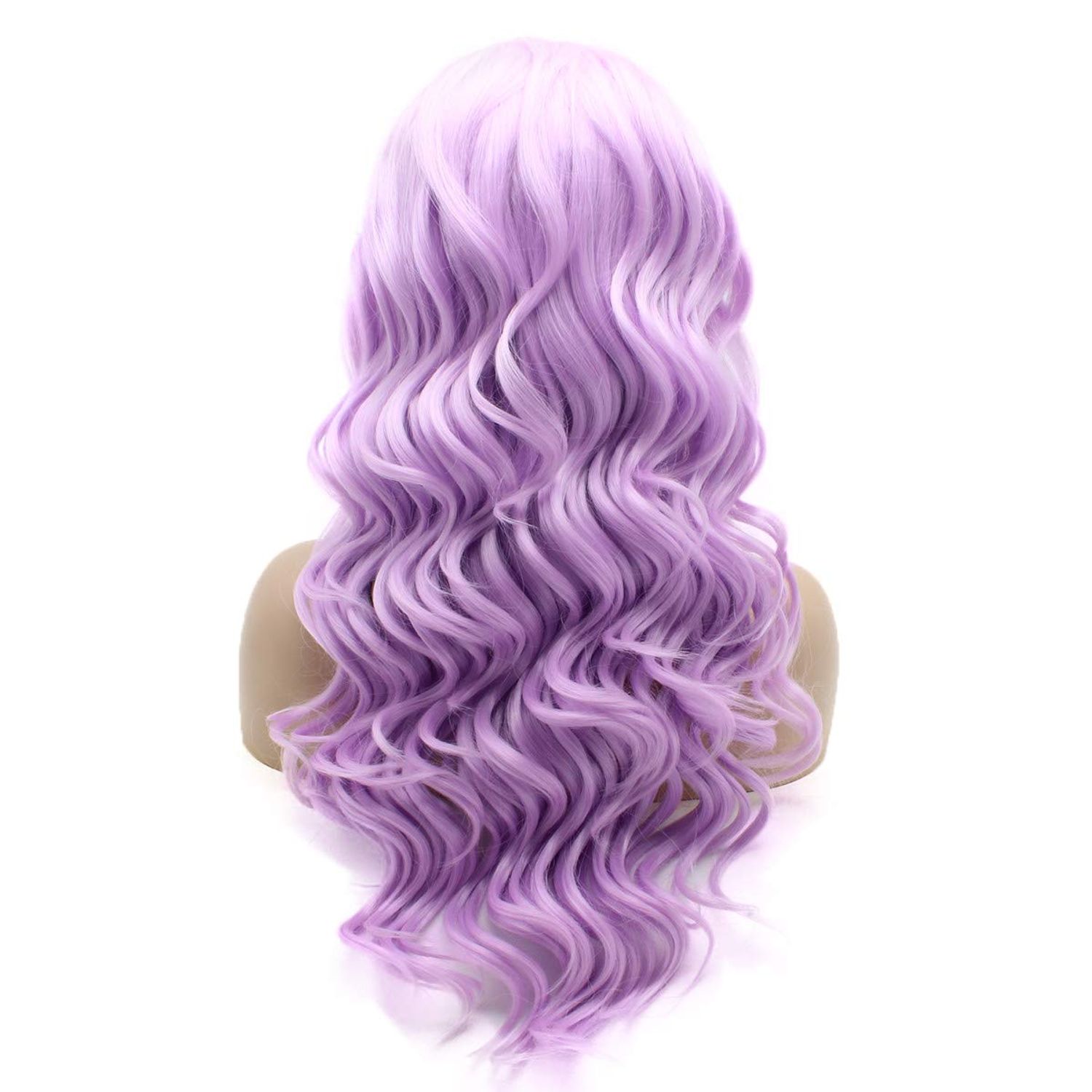 Lushy Long 24inch Wavy Light Purple Wig Heavy Density Heat Resistant Realistic Synthetic Lace Front Wig
