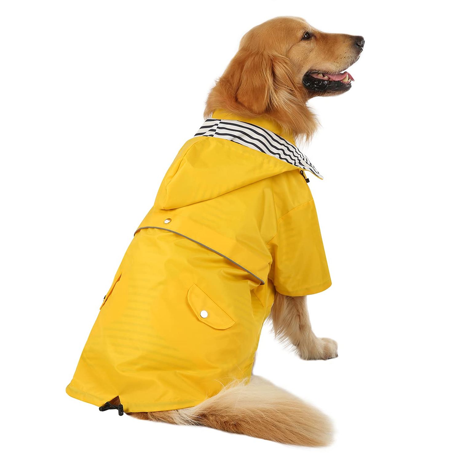 HDE Dog Raincoat Double Layer Zip Rain Jacket with Hood for Small to Large Dogs Yellow - 2XL