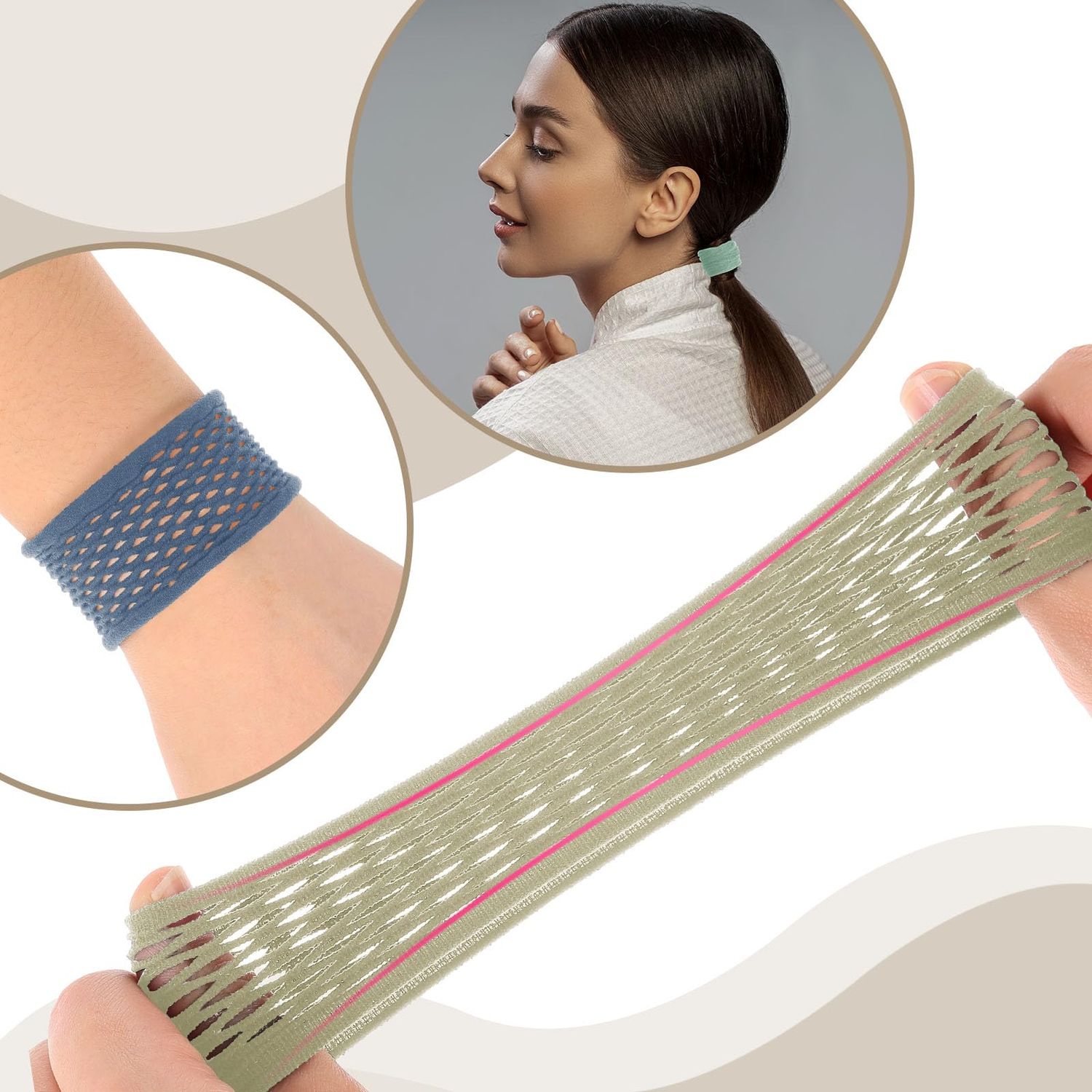 Chuangdi 20 Pieces Large Cotton Hair Ties Fishnet Hair Ties Thick Hollow Cotton Stretch Ponytail Ties Netted Sport Elastics Hair Scrunchies for Thick Heavy Curly Hair(Fresh Colors)