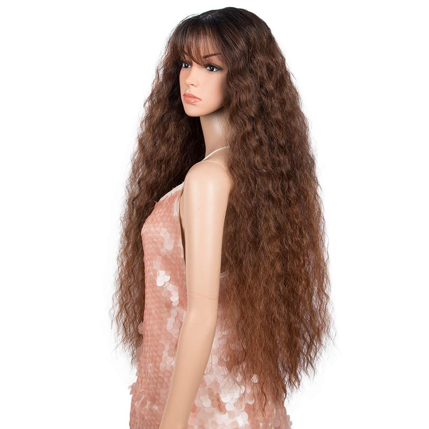 Style Icon Y Part Lace Wigs 32" Middle Part Lace Front Wigs Synthetic Wigs Ombre Lace Wig Density 130% (Y-Part Lace Wigs, TAT1B/33D/130E)