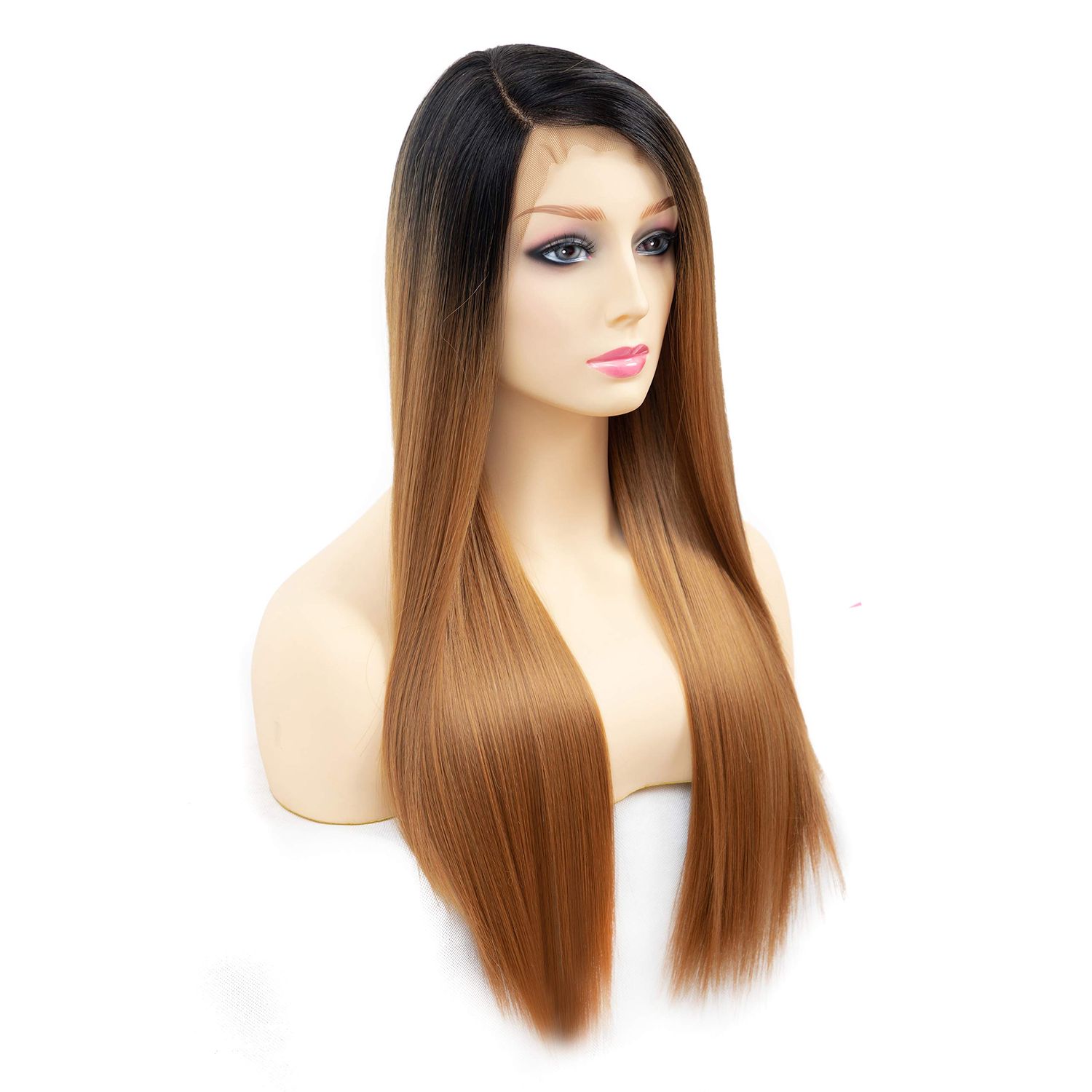 Onedor 24 Inch Kanekalon Fiber Straight Lace Front Wig (Honey Blonde)
