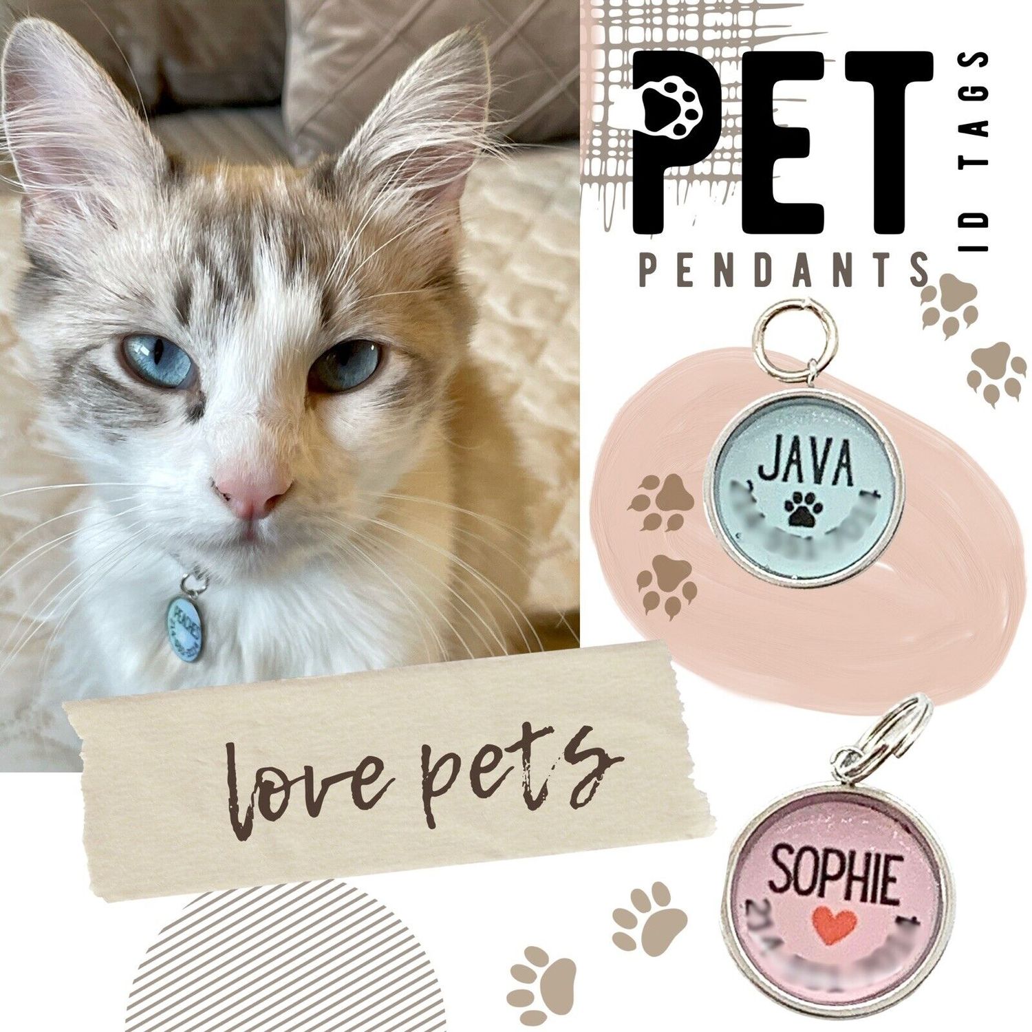 Personalized/ Pet ID Tags/ Cat ID Pendants/custom