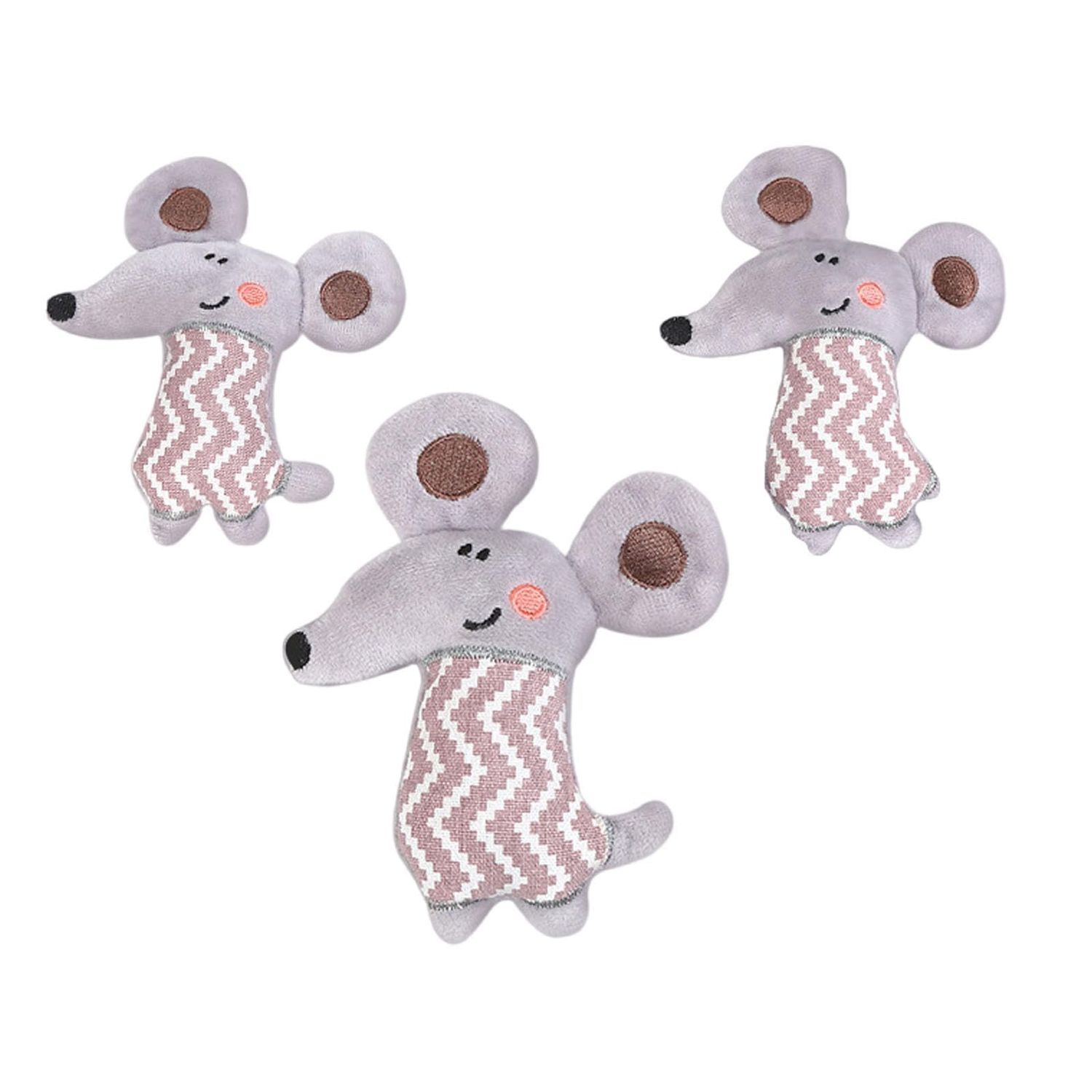 Pubialo 3pcs Cat Mouse Toys for Indoor Cats, Soft and Durable Mouse Cat Toys, Interactive Cat Kicker Toys for Indoor Cats, Promotes Kitten Exercise, (Mouse)