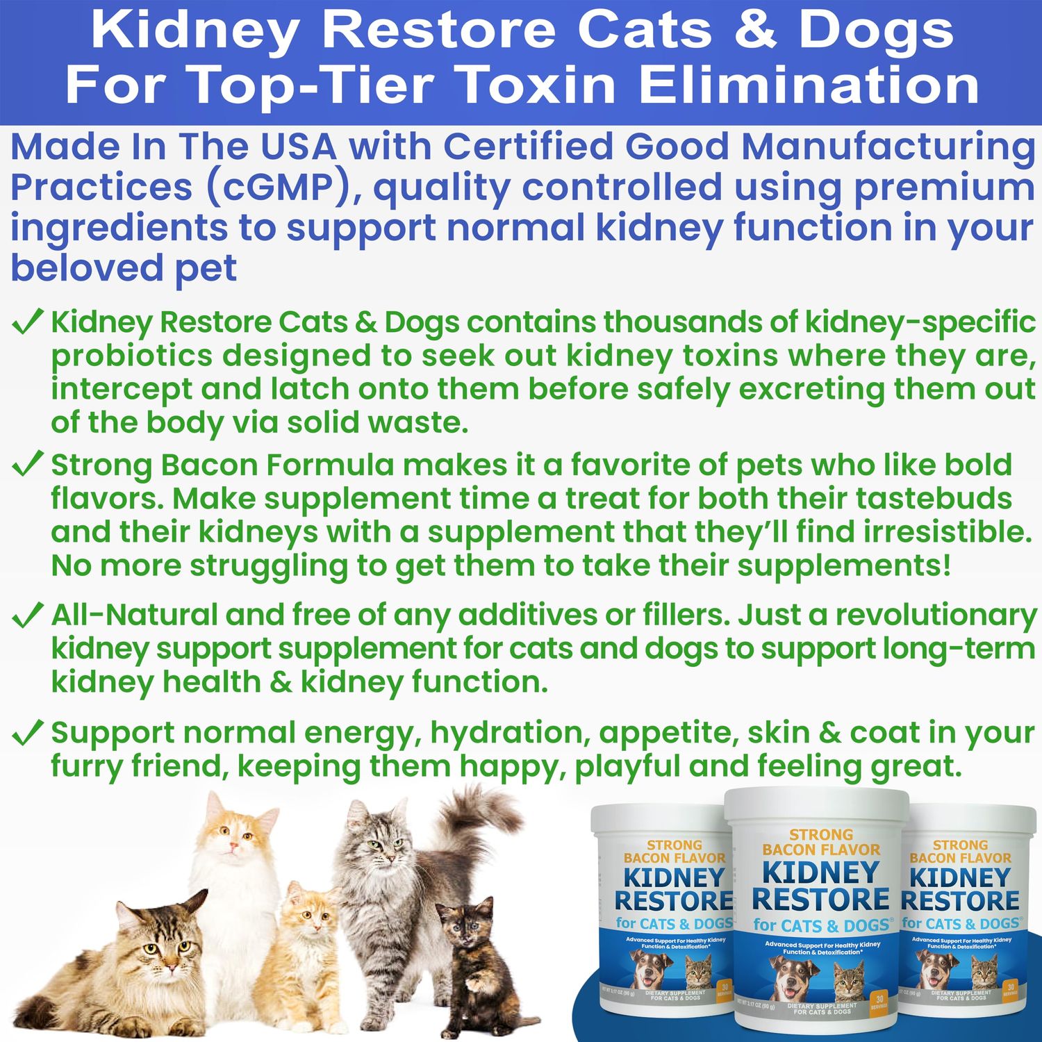 Cat and Dog Kidney Support, Natural Renal Supplements to Support Pets, Feline, Canine Healthy Kidney Function and Urinary Tract. Essential for Pet Health, Pet Alive, Easy to Add to Cats and Dogs Food