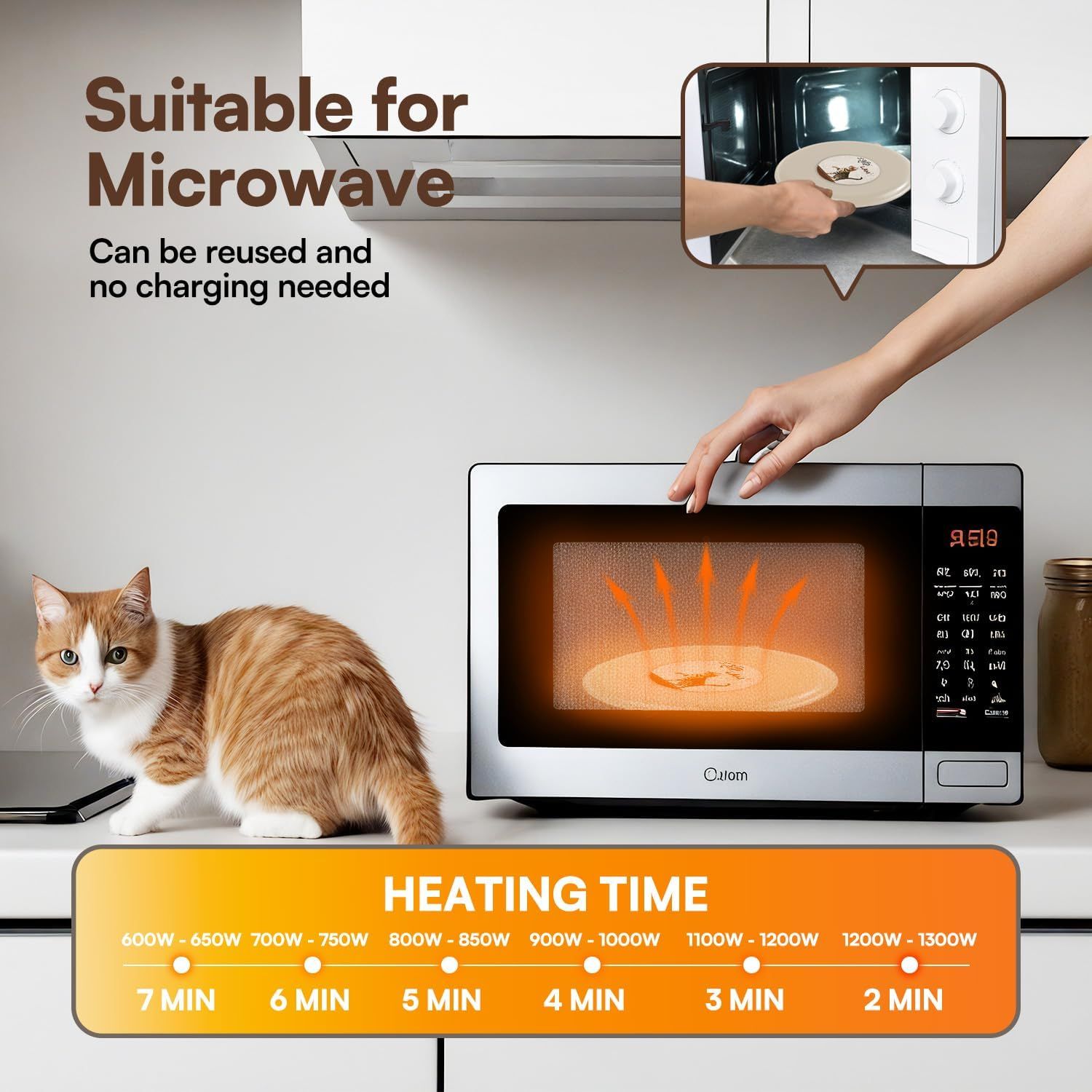 ALL FOR PAWS Heated Cat Bed Indoor, Microwavable Heating Pads for Cats, Puppies & Small Pets, Non-Electric Heating Dog Bed with 2 Cozy Covers, Safe & Long-Lasting Warmth