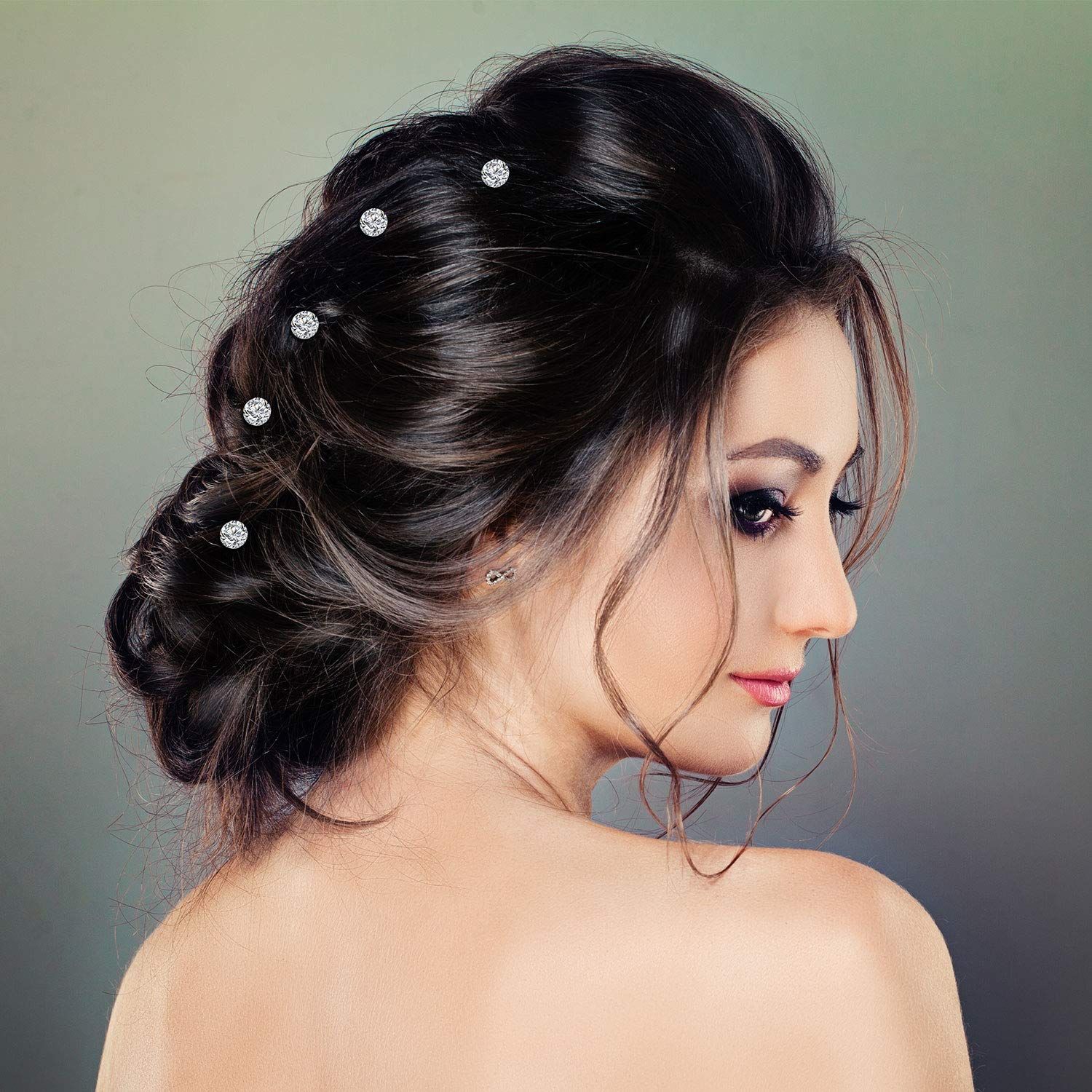 60 Pieces Rhinestone Crystal Twisters Set Spiral Hair Pin Silver Coil for Wedding, Bridal, Prom, Party and Special Occasion with Clear Container