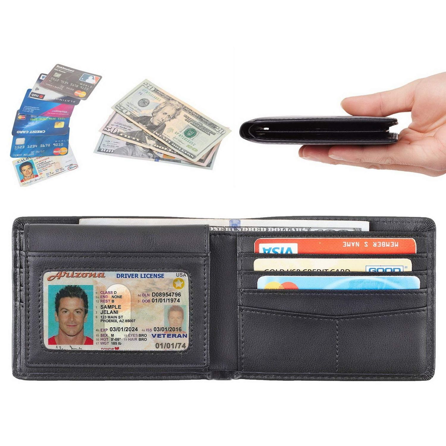 Travelambo Leather RFID Blocking Bifold Wallet