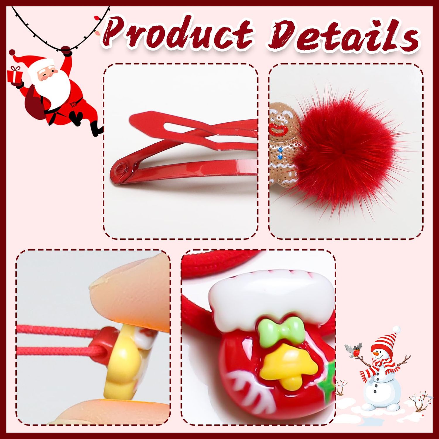 30 pcs Christmas Hair Clips,Christmas Hair Accessories for Holiday Party Supplies, Star Xmas Tree Snowman Santa Hair Pins for Girls Women Toddler
