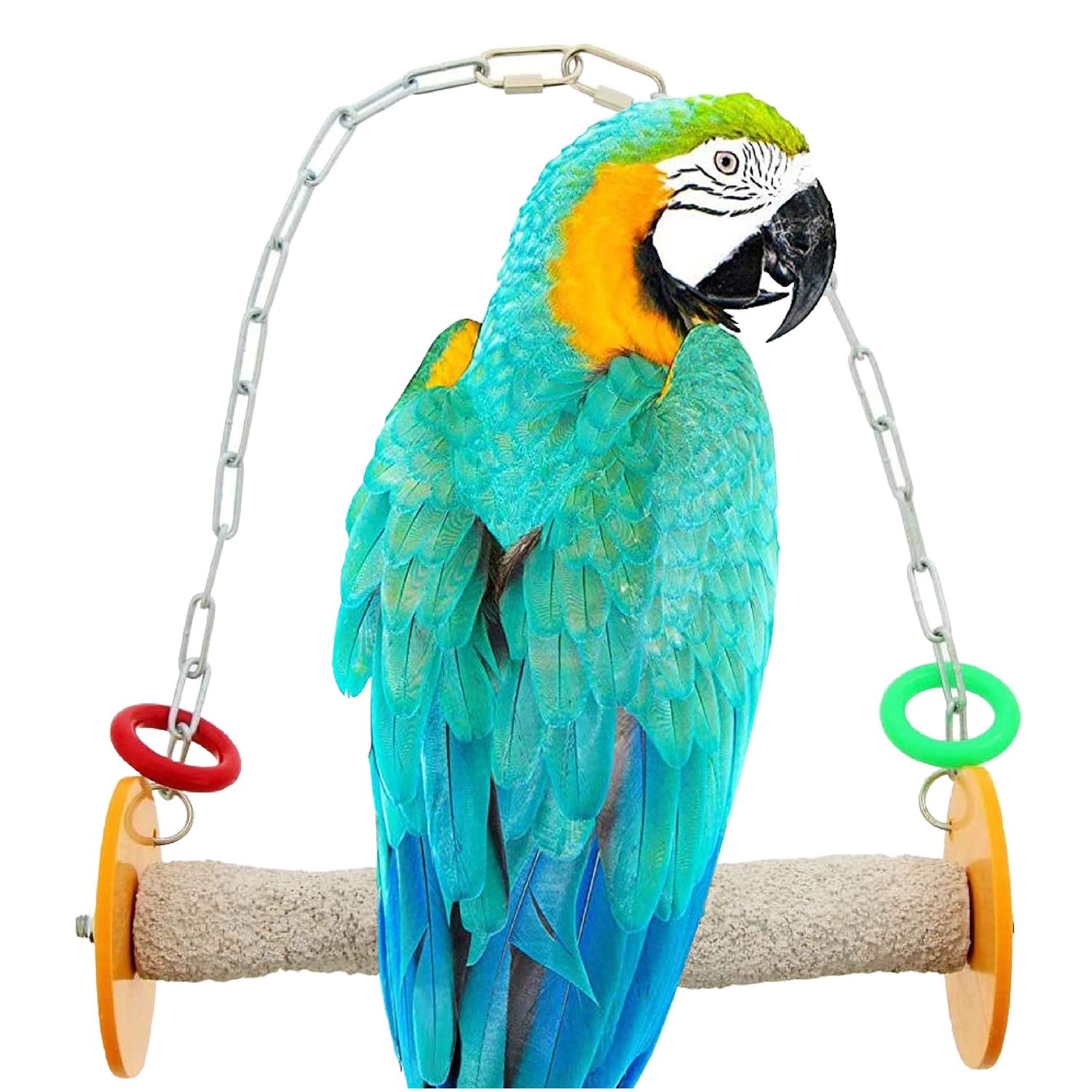 Sweet Feet and Beak Roll Bird Swing - Pumice Perch Bird Toys Trims Nails and Beaks, Safe and Non-Toxic Bird Cage Accessories for Small and Large Birds, Swinging Toys Birds Will Love, Large 10.5 Inches
