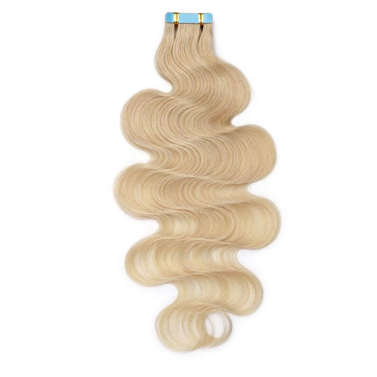 Hairro 18 Inch Tape in Hair Extensions Wavy Remy Human Hair 40pcs 100g #60 Platinum Blonde Body Wave Seamless Skin Weft Glue in Human Hairpieces with Invisible Double Sided Tape