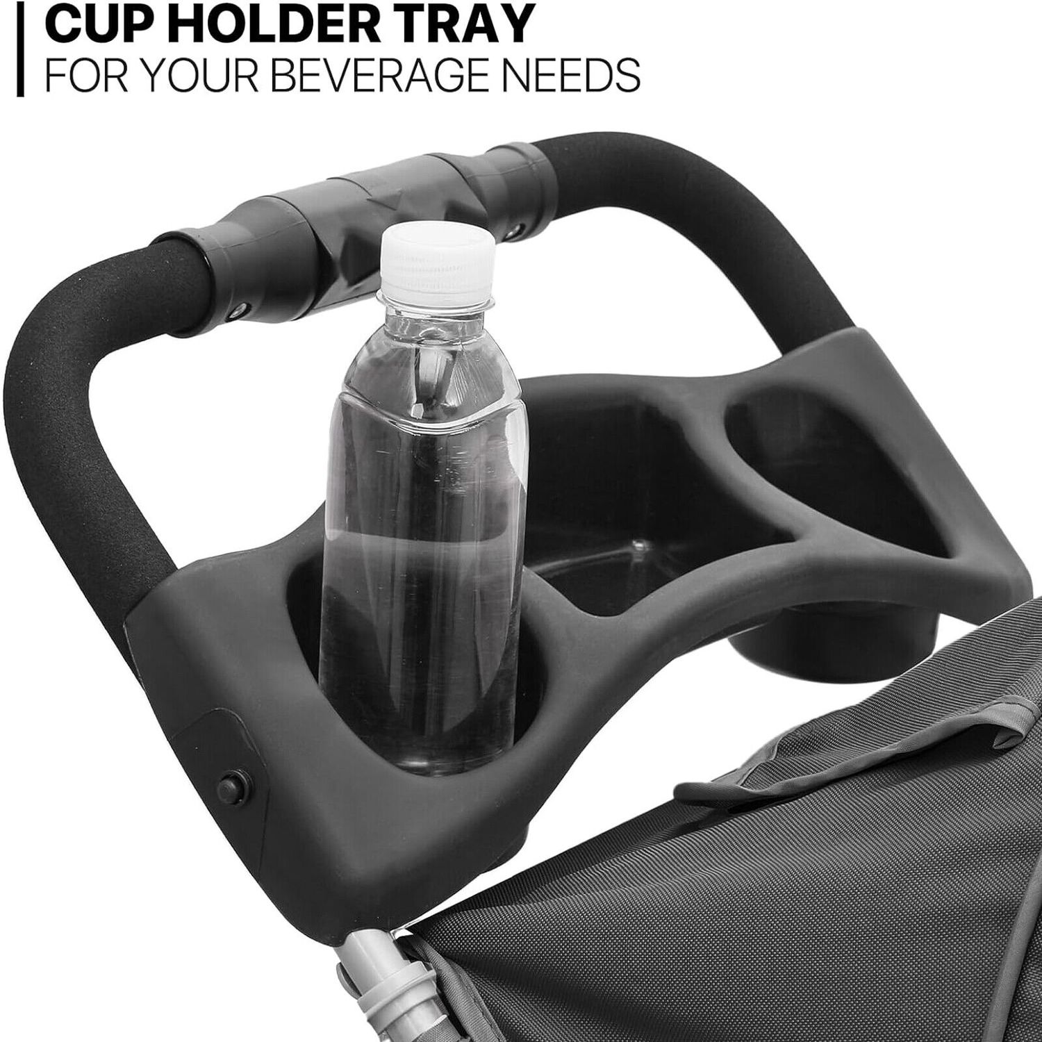 3 Wheels Foldable Pet Strollers Portable Travel Carrier with Cup Holder Black