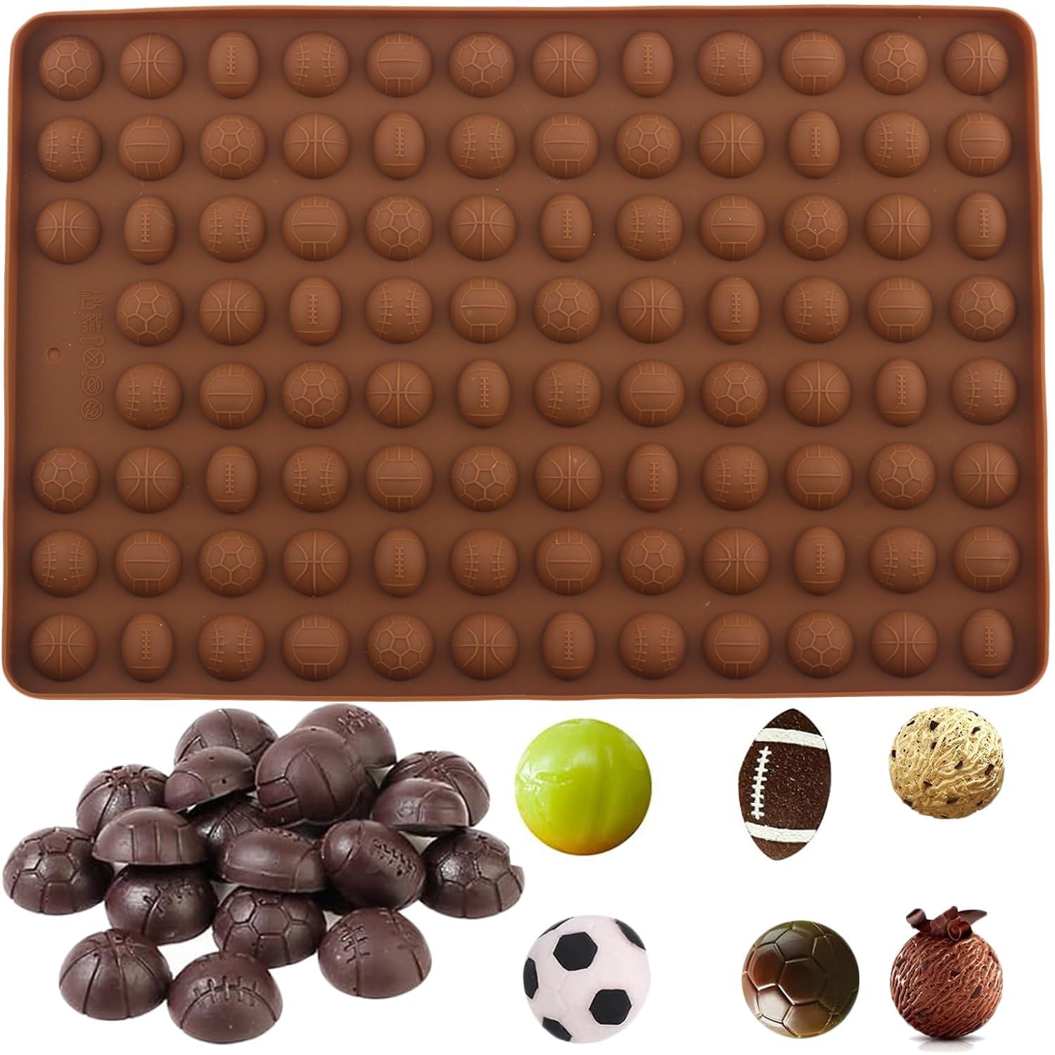 YIMINGMOLD Mini Sport Balls Silicone Candy Molds Gummy Balls Mold Soccer Basketball Rugby Silicone Molds For Dog Treat