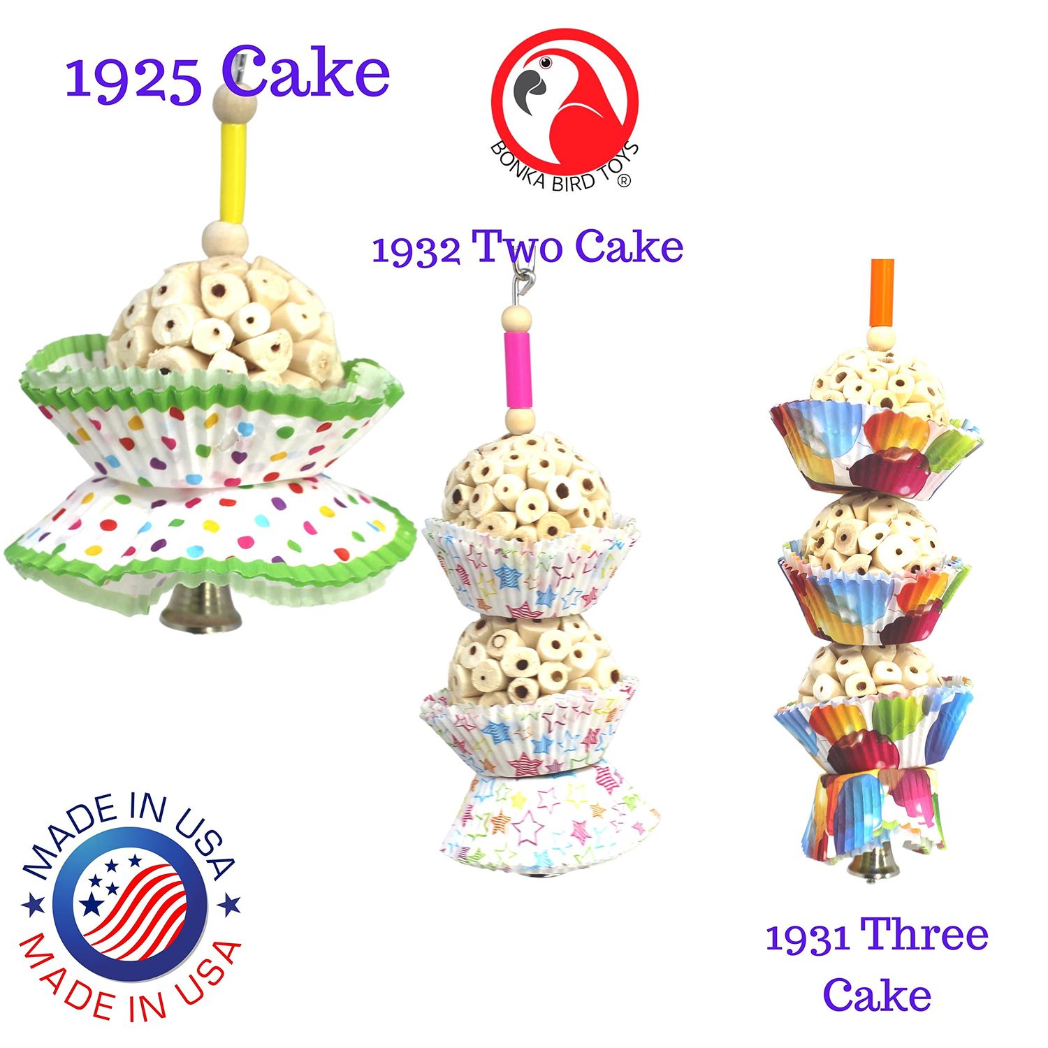 Bonka Bird Toys 1925 Cake Natural Sola Shred Forage Chew Treat Parrot Parrotlet Budgie Cockatiel Parakeets and Other Similar Birds