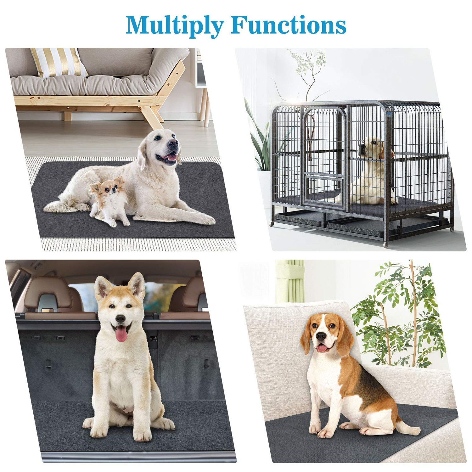 SIWA MARY Reusable Pee Pads for Dogs, 48"x48"/60"x48" Large, Washable Dog Pads with Fast Absorbent, Non-Slip,Waterproof, Puppy Potty Whelping Pads Pet Traning Pads for Playpen, Crate, Kennel…