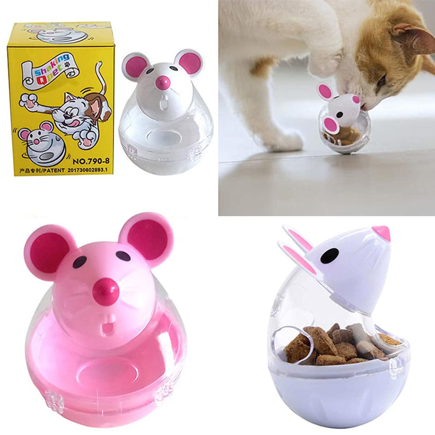 DOYIFUN 2pcs Cat Slow Feeder Cat Food Ball,Mice Water Droplet Bone Tumbler Shaped Pet Treat Ball Cat Food Toy Ball,Cat Slow Feeder,Cat Enrichment Toys