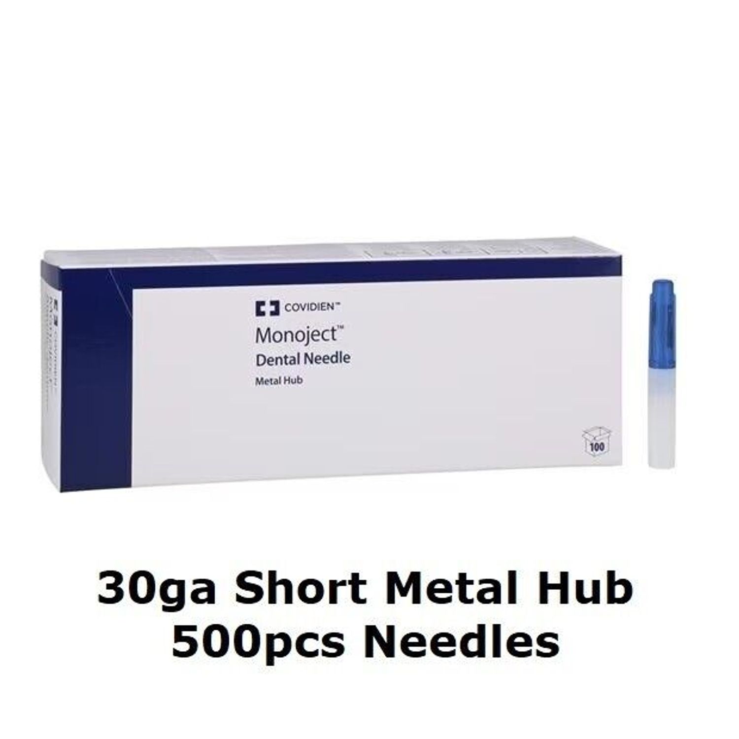 500 Monoject Kendall METAL Hub Dental Medical Needles 30G Blue Short  New