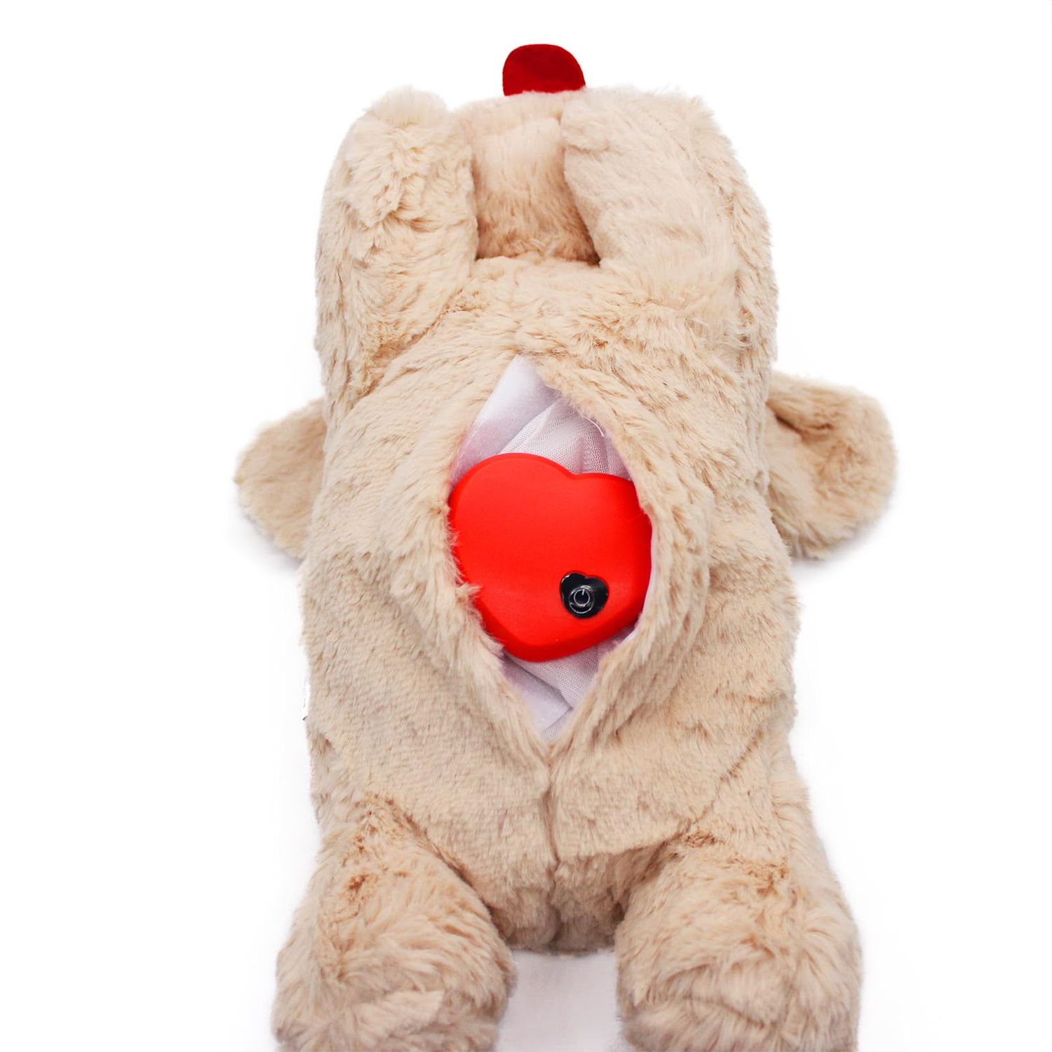 Heartbeat Puppy Toy Sleep Aid,Heartbeat Dogs Toys for Anxiety Relief,Stuffed Animal with Heartbeat for Puppy,Dog Heartbeat Toy for Puppy,Heartbeat Pillow Calming Toys Puppy Essentials Supplies(Beige)