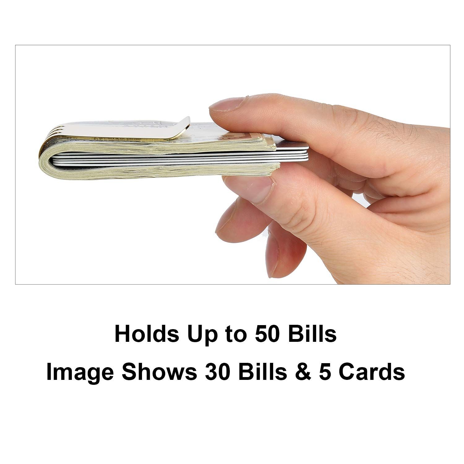 Lindenle Money Clip Spring Steel Cash Clips Large Capacity Minimalist Front Pocket Wallet (Medium Size 18K Gold)