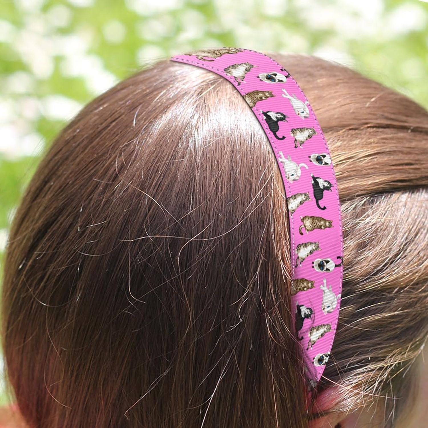 WIRESTER Set of 3 Elastic Fashion Headbands, Adjustable Hair Bands, Cute Non-Slip Hair Accessories for Women Girls - Lazy Cats, Tuxedo Cat, Orange Tabby Cat Funny Playful Postures