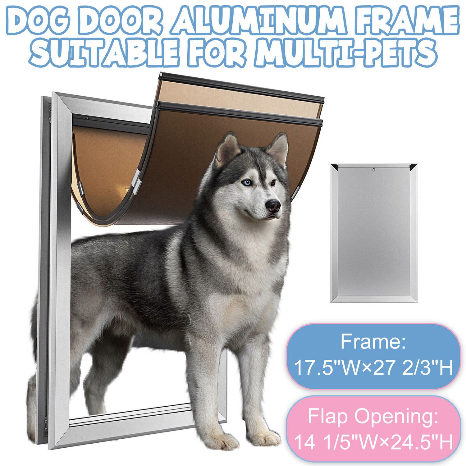 18"x28" Aluminum Large Pet Dog Door Flap Magnetic Locking Screen Wall Gate Frame