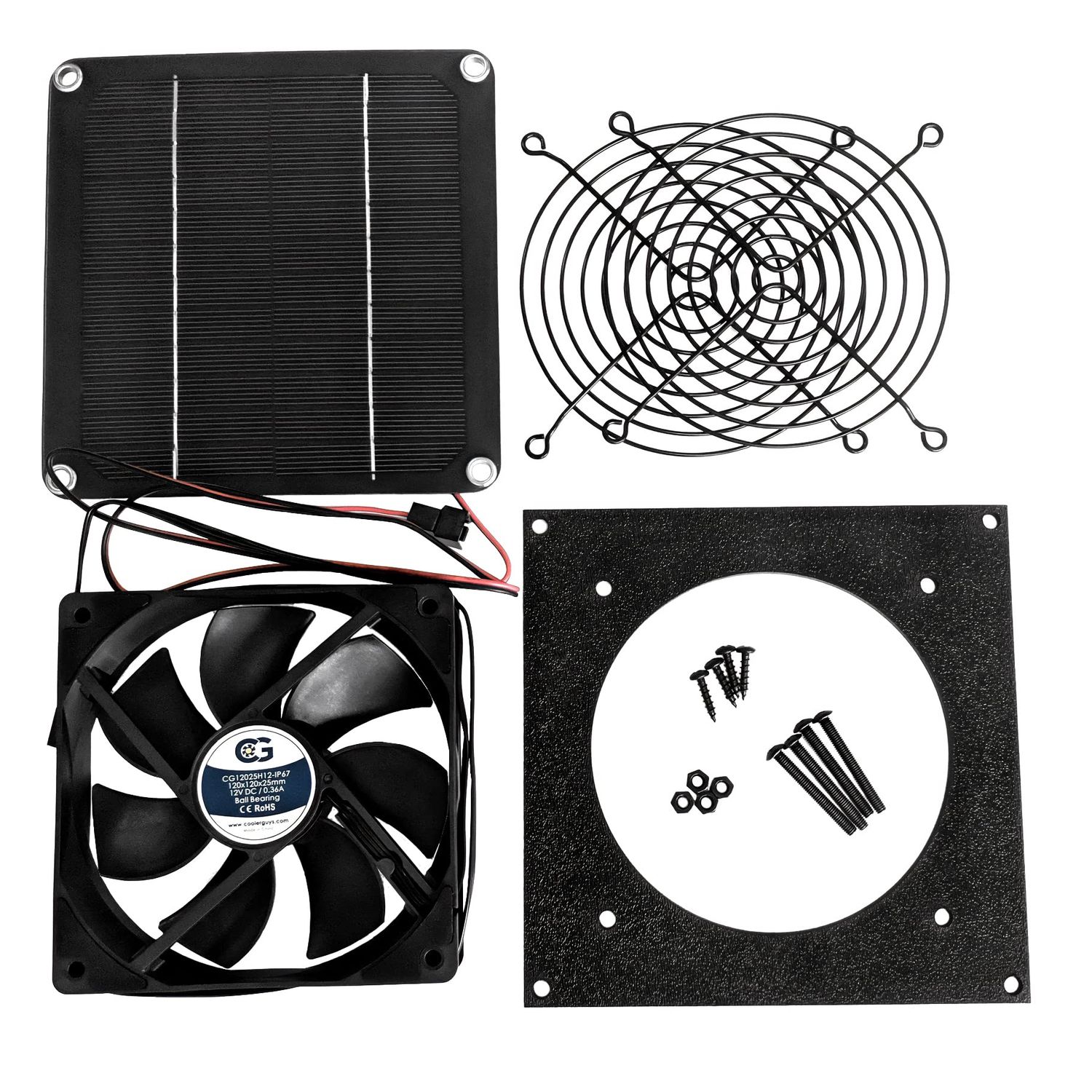 coolerguys Small Solar Powered Waterproof Fan Kit for Small Chicken Coops, Greenhouses, Doghouses, Sheds, And Other Enclosures