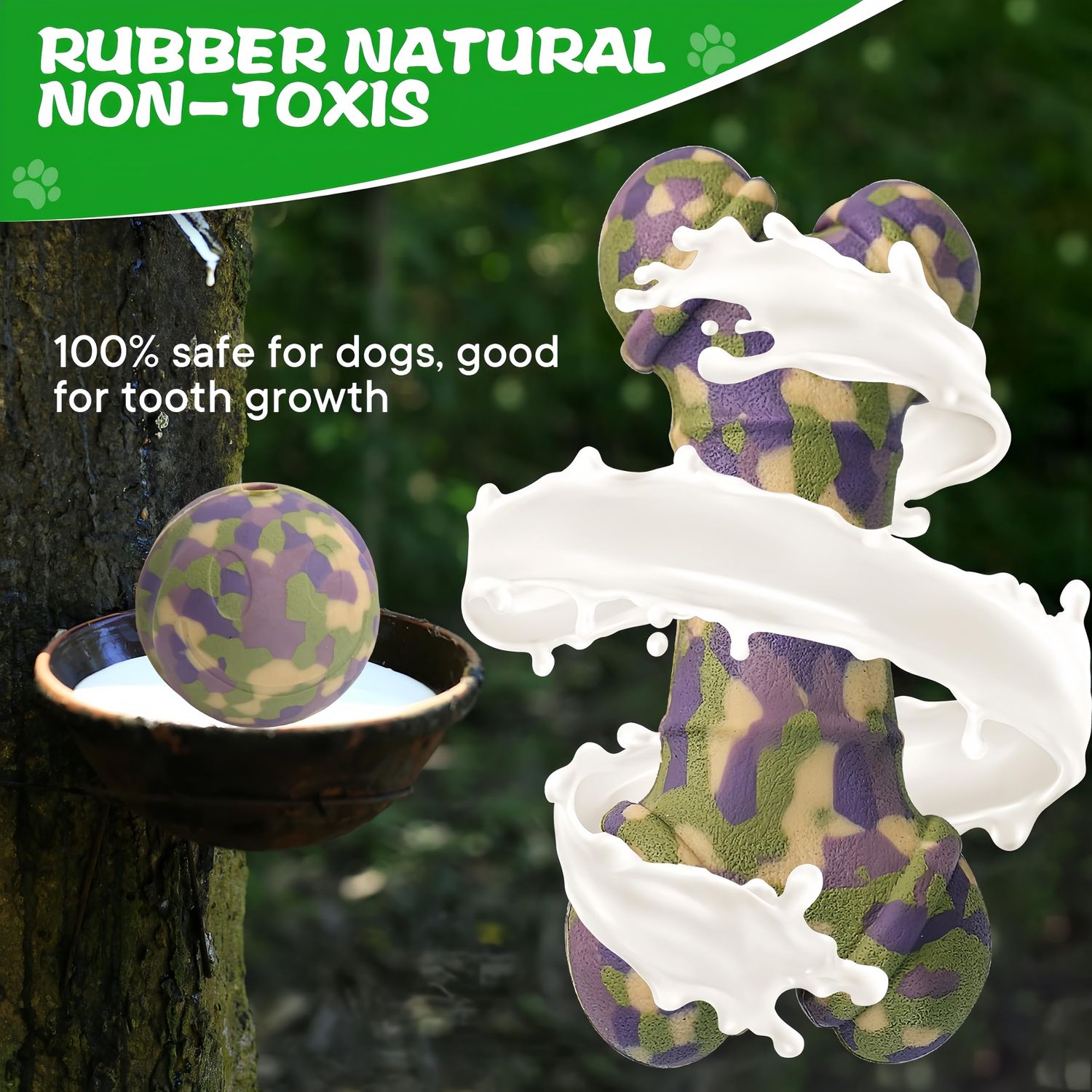TOONOVEL Dog Interactive Toys 2 Pack, Dog Bone Chew Toys, Dog Balls, Tooth Cleaning Toys, Natural Herbal Infused Chew Toy for Dogs with Destructive Behavior, Anxiety, and Restlessness