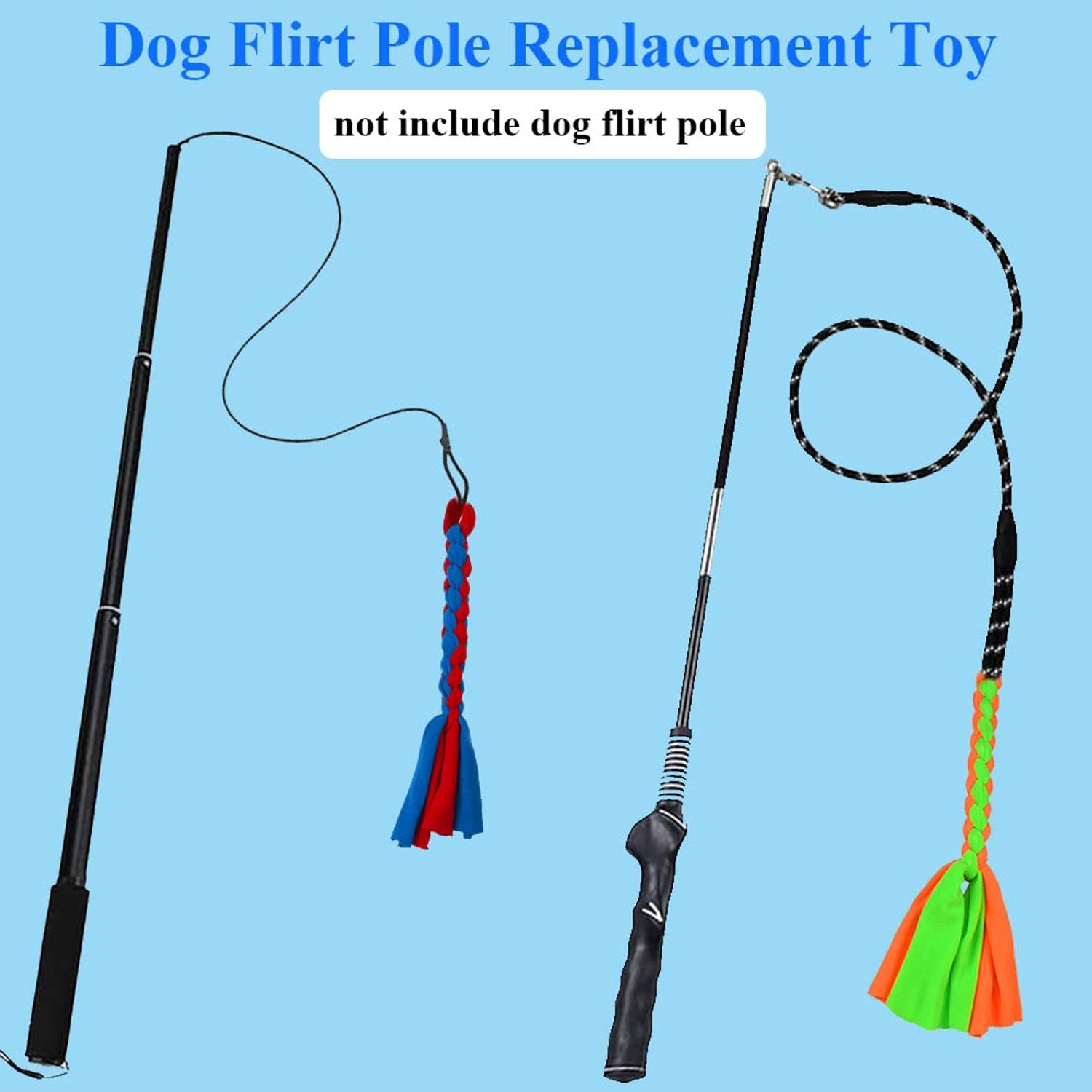 ASOCEA 2 Pack Dog Fleece Rope Toy for Dog Chase and Tug Pet Interactive Cotton Chew Toy Dog Tether Lure Toy Dog Flirt Pole Replacement Toys to Outdoor Exercise & Training for Small Medium Dogs