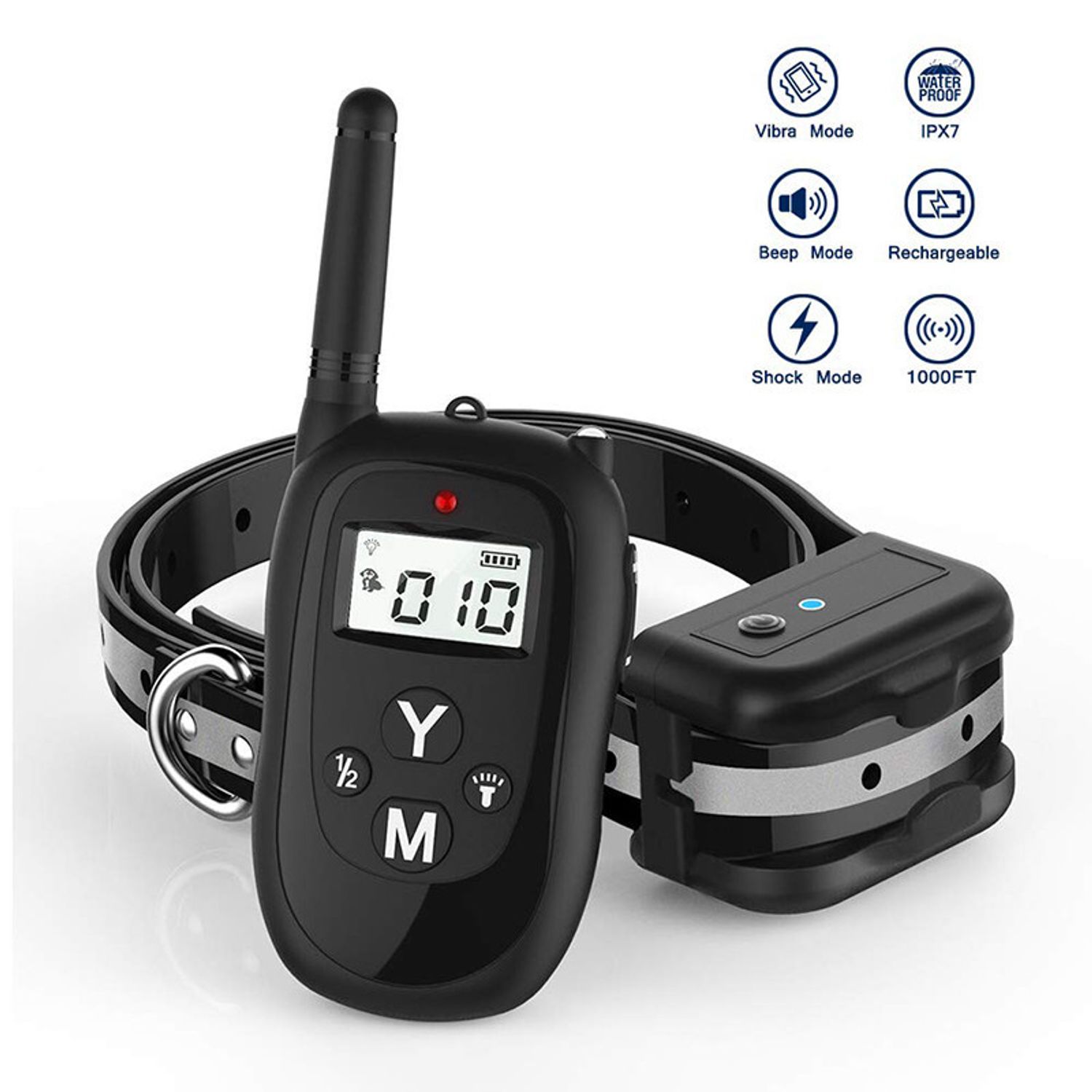 Dog Pet Training Collar with Remote Rechargeable Waterproof Shock Anti Bark
