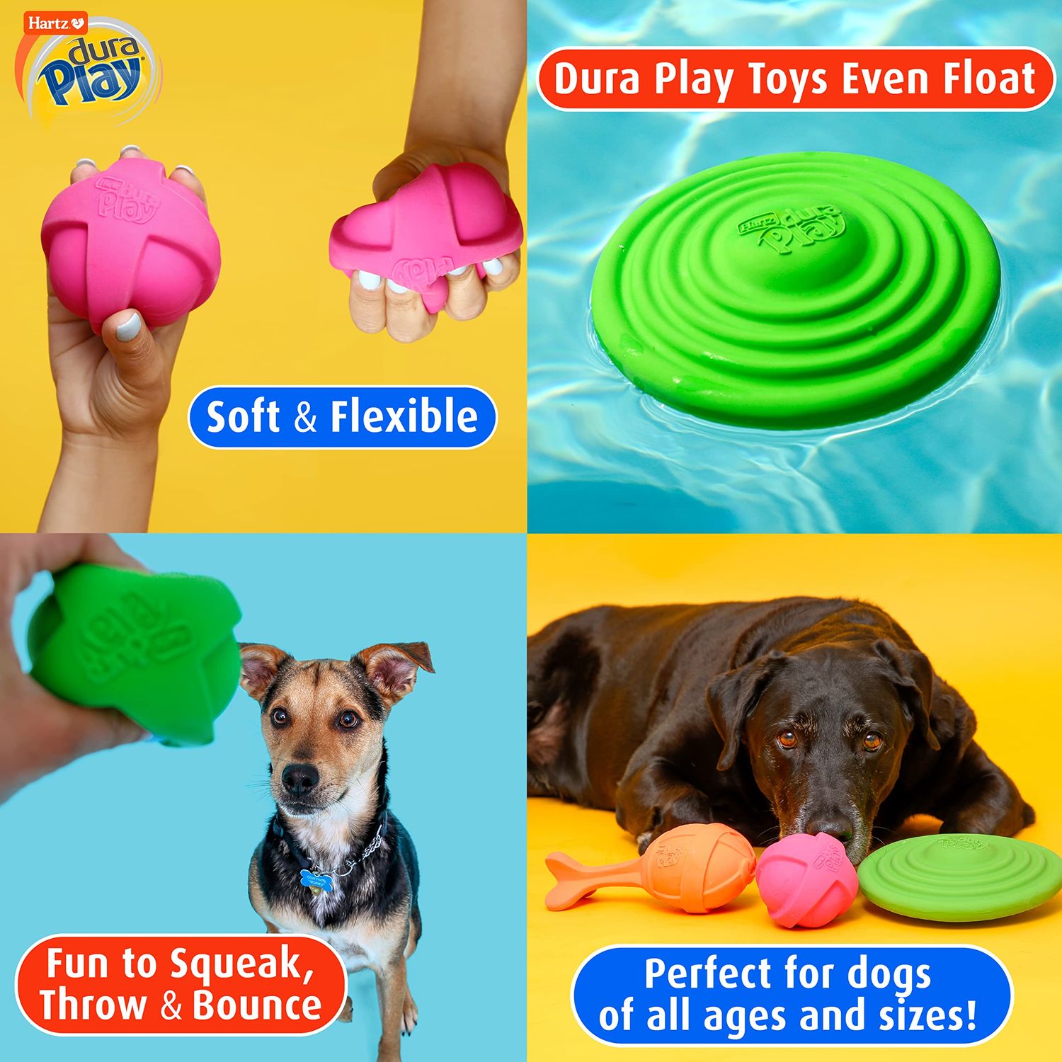 Hartz DuraPlay Bacon Scented Dog Toys, Small (Assorted Color)
