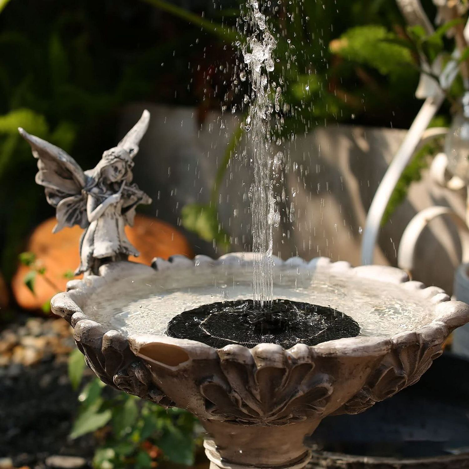 Solar Fountain, Solar Powered Bird Bath Fountain Pump with 4 Nozzles 1.4W Solar Panel Kit, Outdoor Watering Submersible Pump for Pond, Pool, Garden, Fish Tank