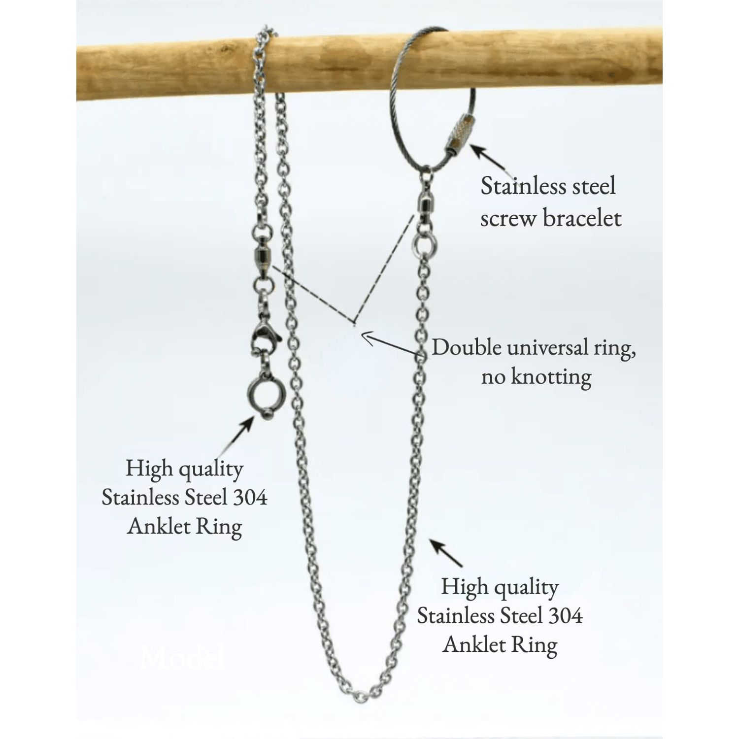 Bird Foot Chain Flying Stainless Steel Training Rope Outdoor Parrot Ankle Foot Ring Accessories Bird Harness Leash Prevent Escaping (Model7)
