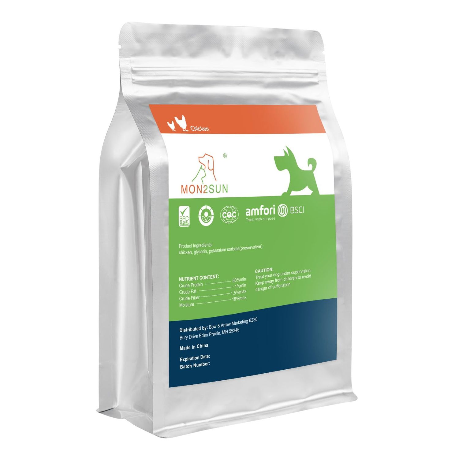 MON2SUN Dog Treats, Chicken Jerky Strips for Small Dogs, High Protein & Grain Free Dog Snacks, Easy to Digest Dog Training Treats (Chicken, 10.58 Ounce -Pack of 1)