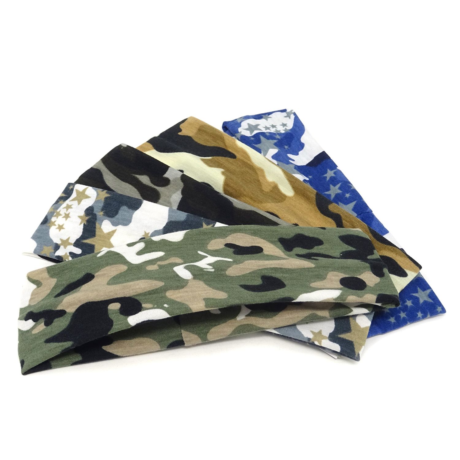 HONBAY Headband [Camo] - Outdoor Sports Magic Scarf, 5pcs Outdoor Headbands, Elastic Cotton Headbands, Bicycle Bandanas Head Wrap for Teens, Boys, Men and Women