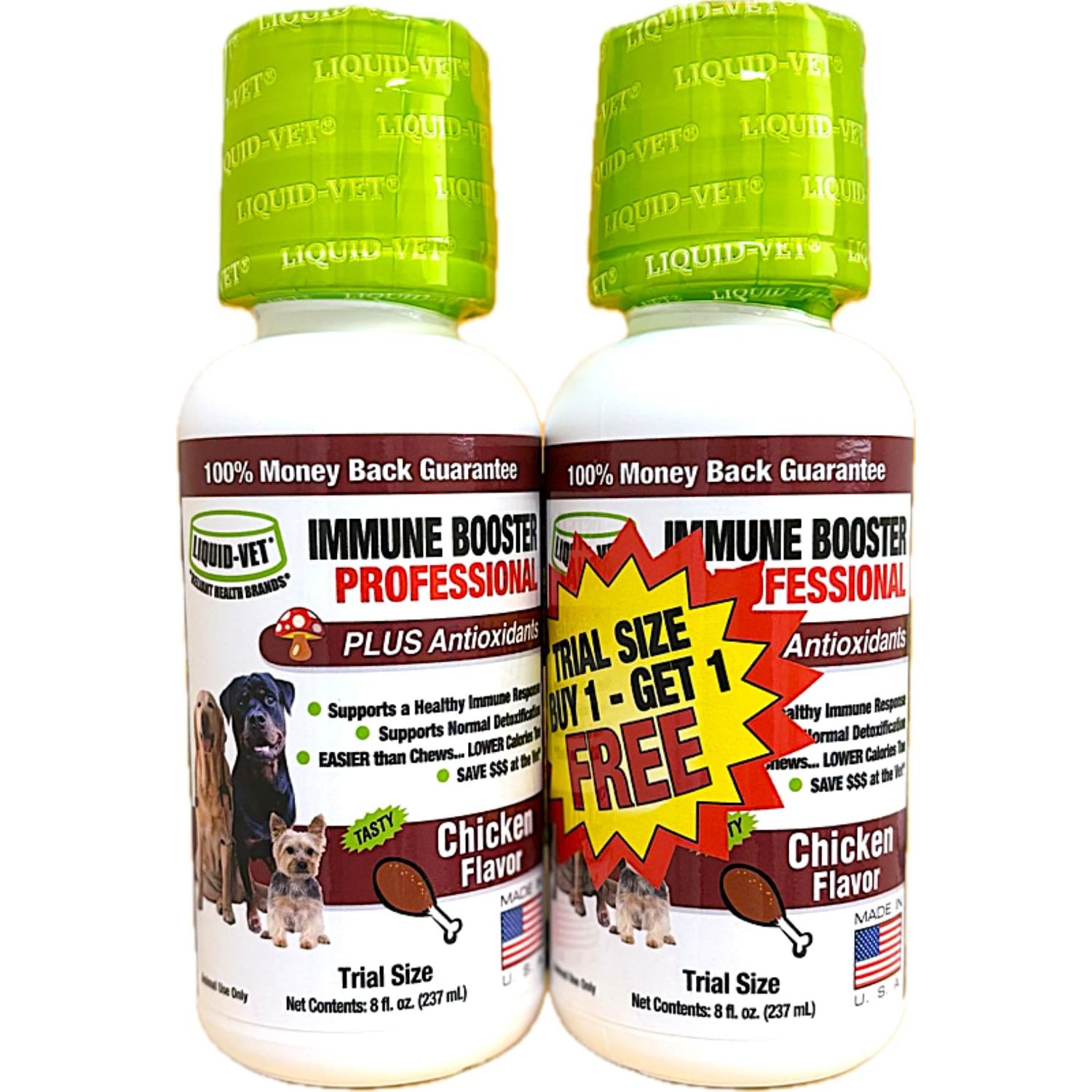 Liquid Vet All-Natural Liquid Dog Vitamins with DHA, Inulin, and Beta-Glucan: Ultimate Immune Support, Shedding Treatment and Itch Relief for Healthy Coat for Dogs (8 Fluid Ounces, Chicken)