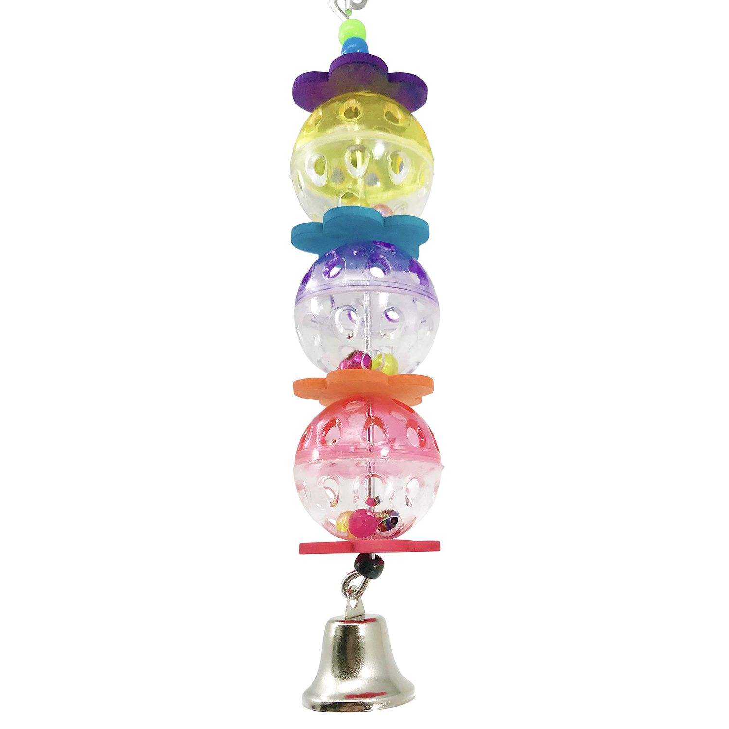 Bonka Bird Toys 3100 Ball Daisy Bird Toy Parrot Plastic Rattle cage Ball Wood chew Forage Perch Swing Parakeet Conure Cockatiel Rainbow Ladder Accessories Bridge Playground Gym Supplies