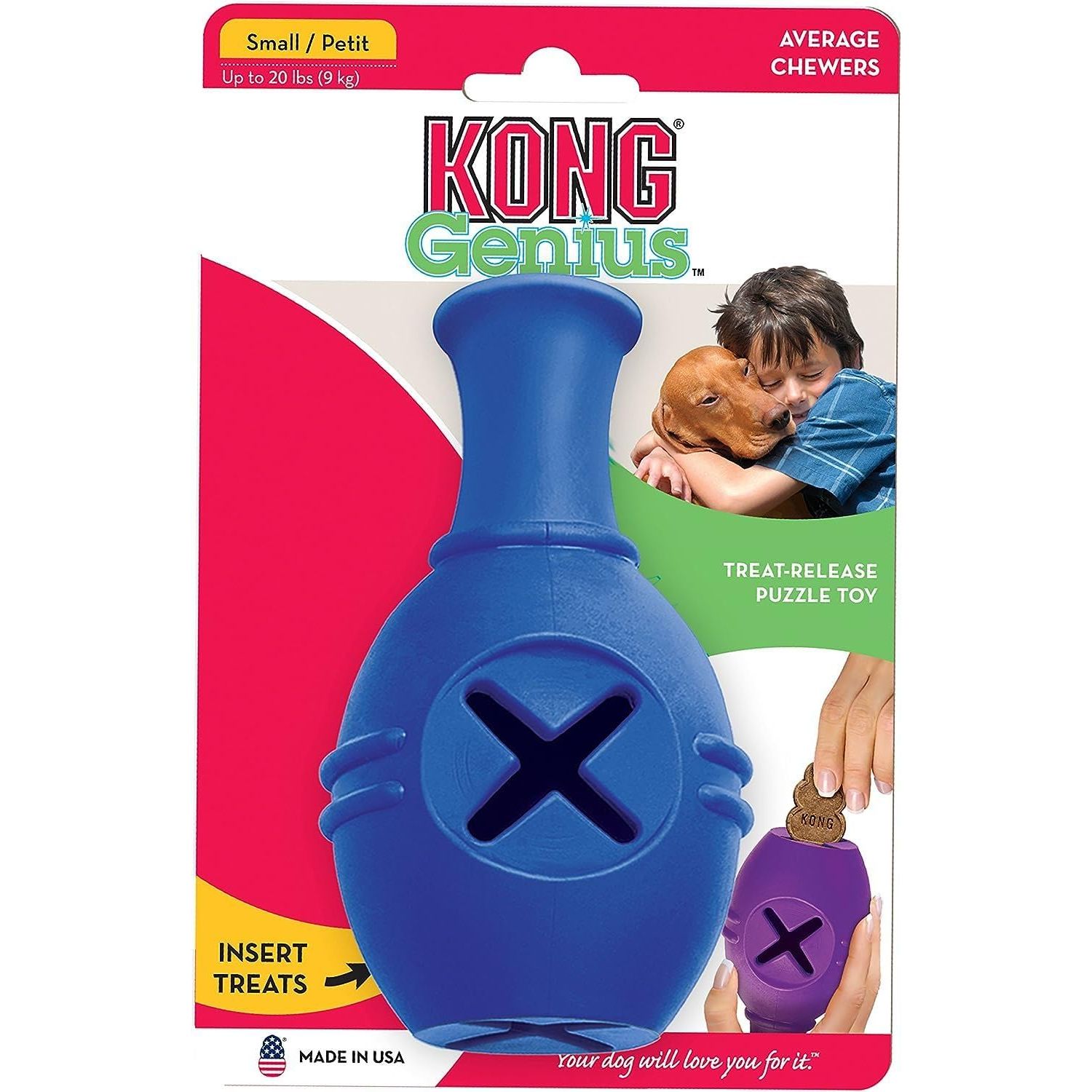 KONG - Genius Leo - Interactive Treat Dispensing Dog Puzzle Toy - Small (Assorted Colors)