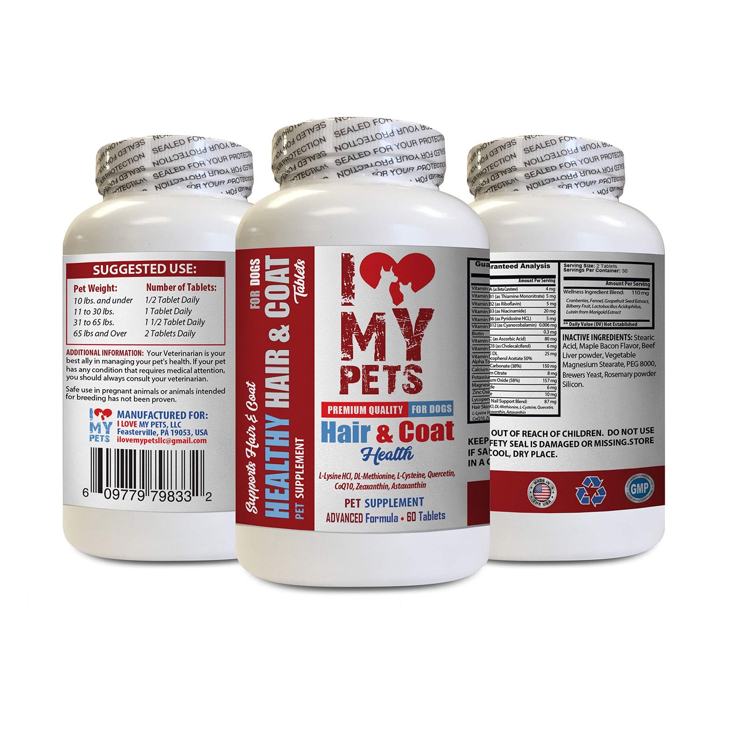 I LOVE MY PETS LLC Dog Immune Booster - Dog Healthy Hair and Coat - Premium Formula - Chews - Dogs Vitamins for Hair - 60 Treats (1 Bottle)