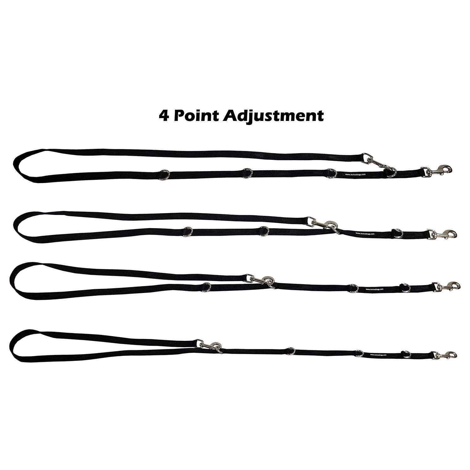 ActiveDogs Hands-Free Adjustable Service Dog Leash, 7.5' x.75 Premium Quality Crossbody K9 Training Lead - Black Nylon