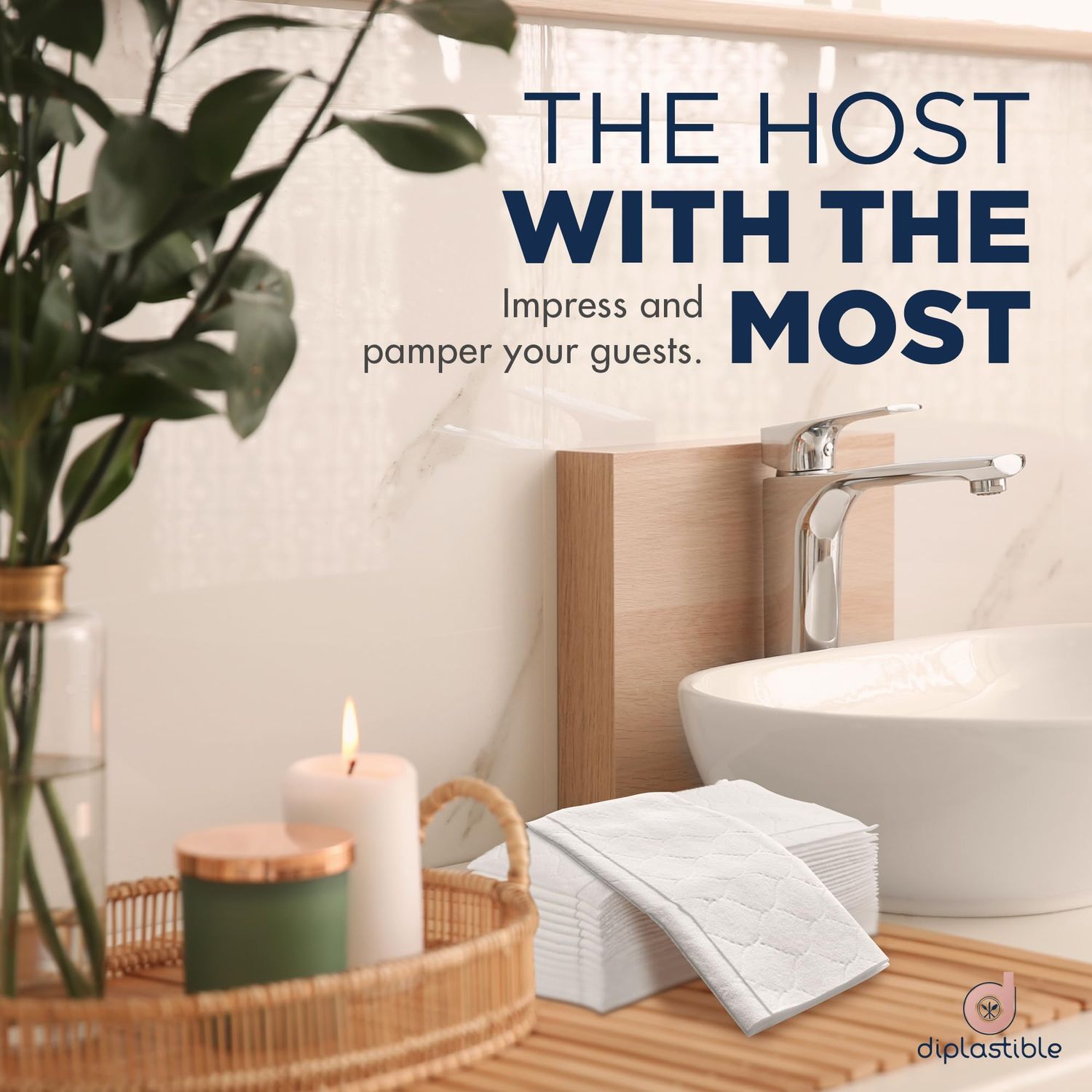 Disposable Guest Towels 500 Pack - White Napkins for Guest Bathroom, Heavy Duty Disposable Hand Towels, Ultra Absorbent Linen Feel Paper Napkins for Bathroom, Parties and Events