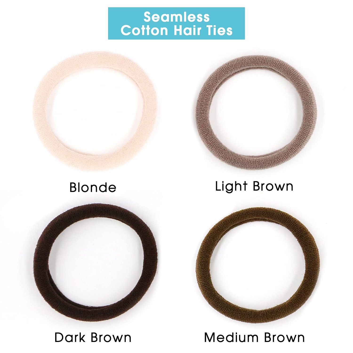 HOYOLS Soft & Stretch 1.6 Inch Cotton Hair Ties Large Hair Bands Nylon Fabric Ponytail Holder for Thick Heavy Curly Hair, No Slip No Damage Seamless Scrunchies Headbands 50 Pcs (Light Blonde)
