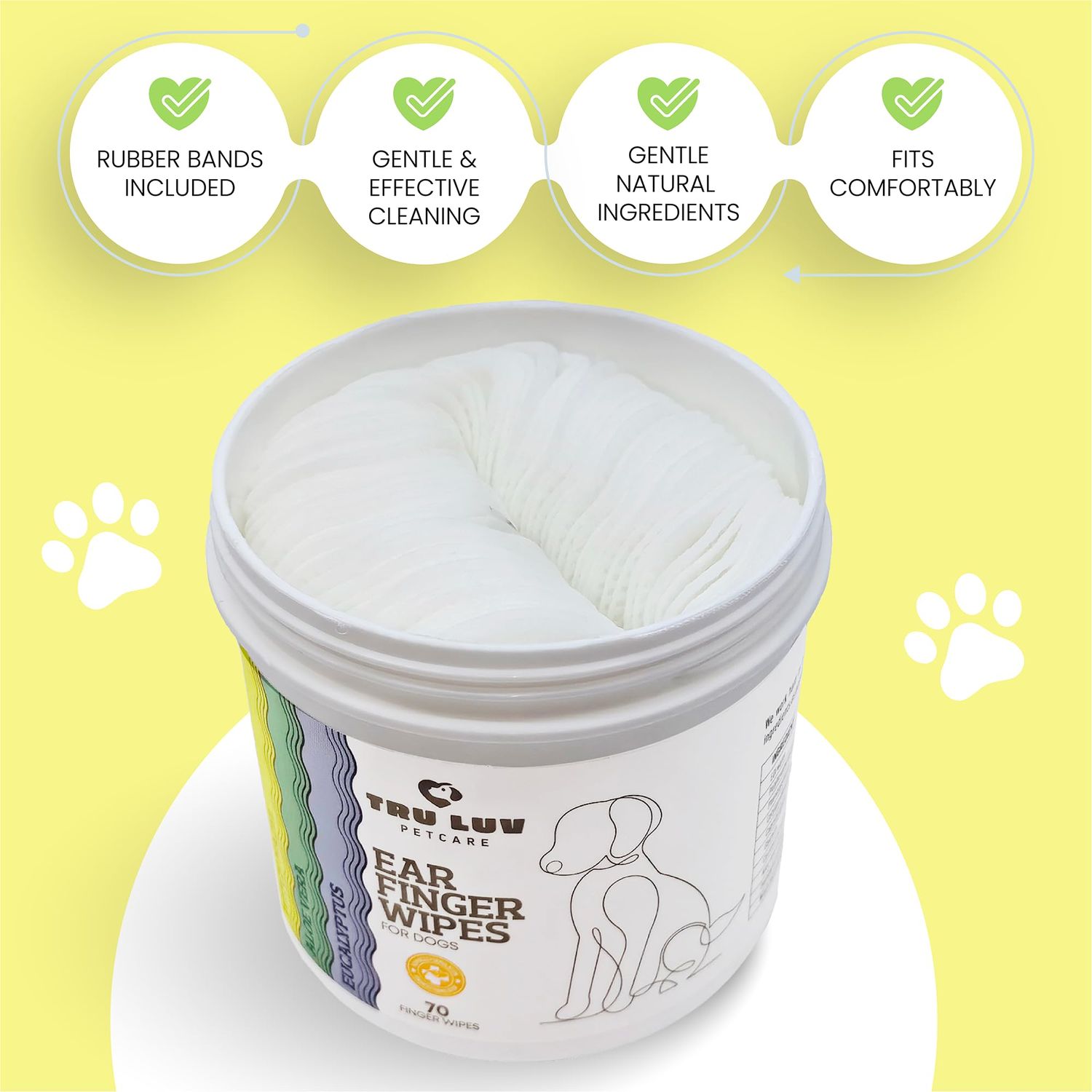 70 Ear Finger Wipes for Dogs - Finger Ear Wipes for Dogs - Dog Ear Cleaner Finger Wipes - Dog Ear Wipes Finger - Dog Ear Wipes Cleaning - Dog Ear Cleaning Pads - Clean Ear Finger Pads for Dogs