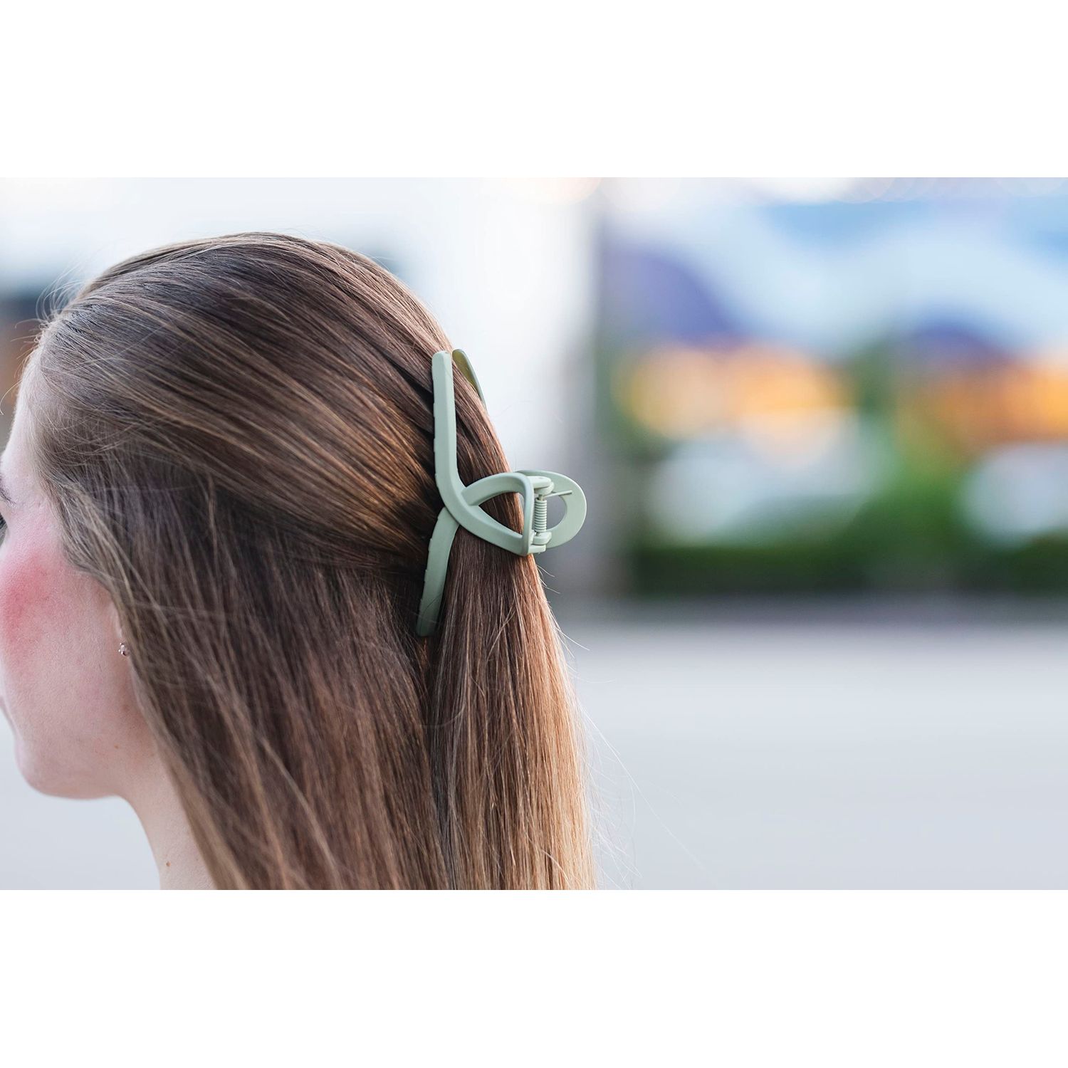 6Pcs Hair Claw Clips for Women Flower Hair Claw Clip Strong Fixation Claw Medium Fashion Square Hairclips Cute Styling Clips Hair Accessories Gift for Girls Thick Hair (Rainbow)