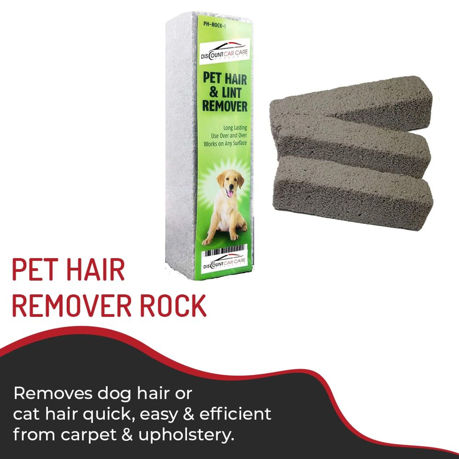 Discount Car Care Products Pet Hair Remover Rock Removes Dog Hair or Cat Hair Quick, Easy & Efficient from Carpet & Upholstery (3 Pack)