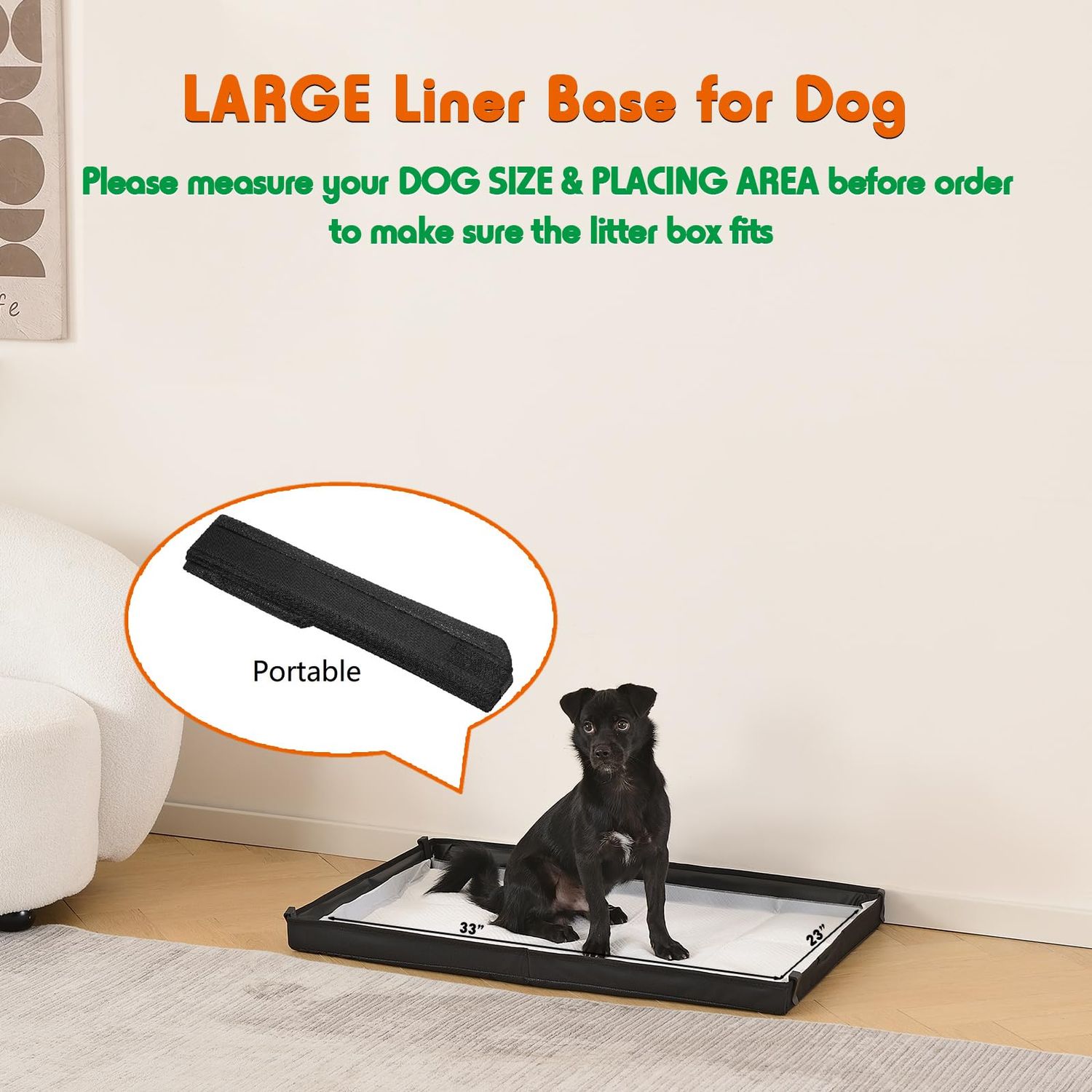HQ4US 4LEGS Large Portable Dog Pee Pads Holder for Travel, Puppy Pad Holder Foldable Liner Base 33''x23'' Training Pad Holder with Fixing Clips, Dog Litter Box Waterproof, Easy Clean,Indoor Dog Potty