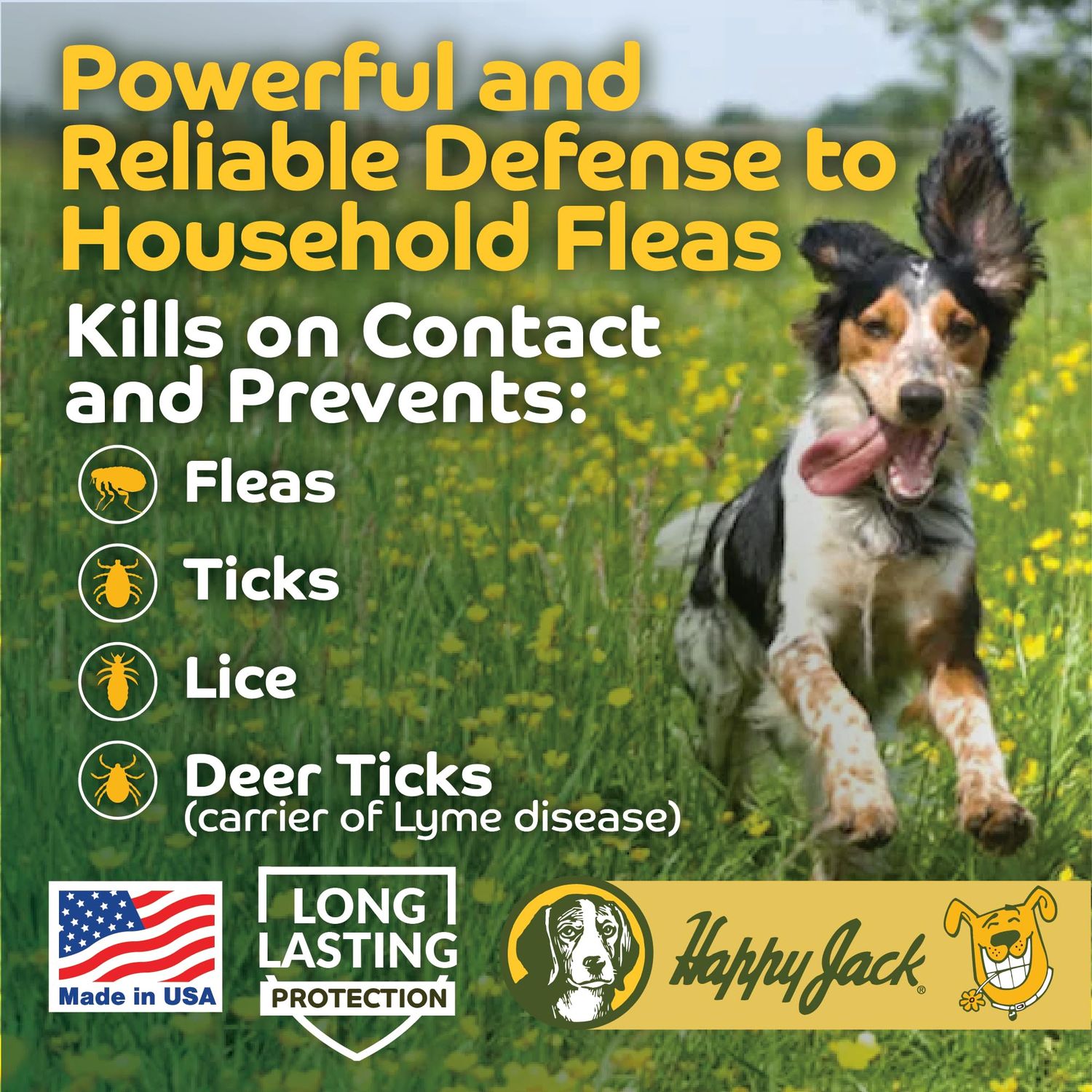Happy Jack Flea and Tick Powder for Dogs & Puppies, Flea Powder for Carpets, Treatment & Control, Kills Pests, Ticks & Lice, Odorless & Non-Staining, Dust on Sleeping Quarters & Furniture (5 oz)