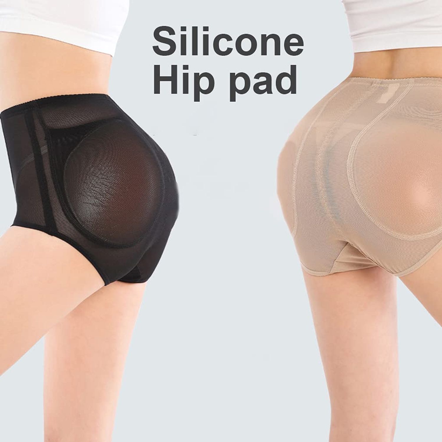 AFLIFLI 1-Pair Silicone Butt Pads, Portable Fake Hip Pads, Butt Lifter Enhancer & Padded Inserts Padding for Women Shapewear Control Panties Big Butt Peach