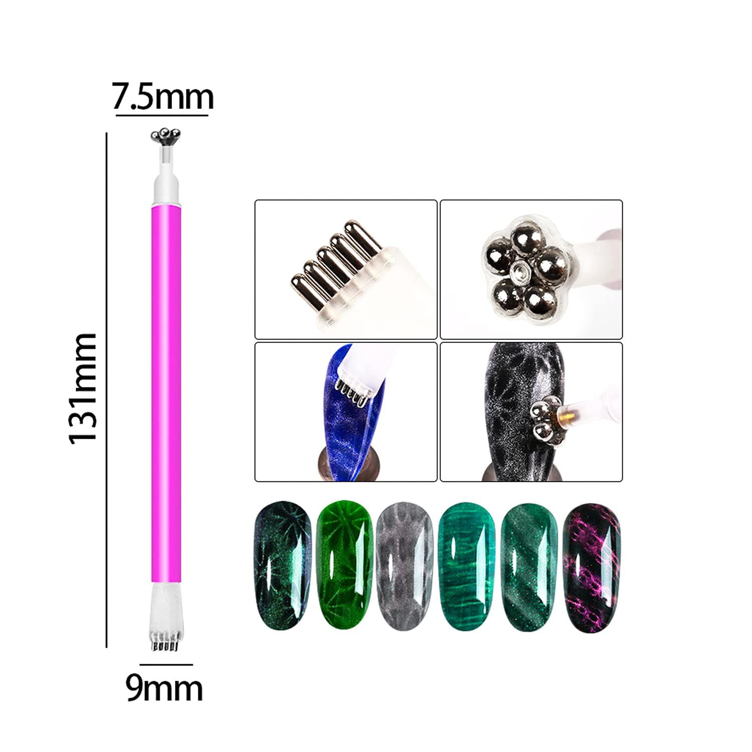 Cat Eye Nail Magnet Pens Double Head 10pcs