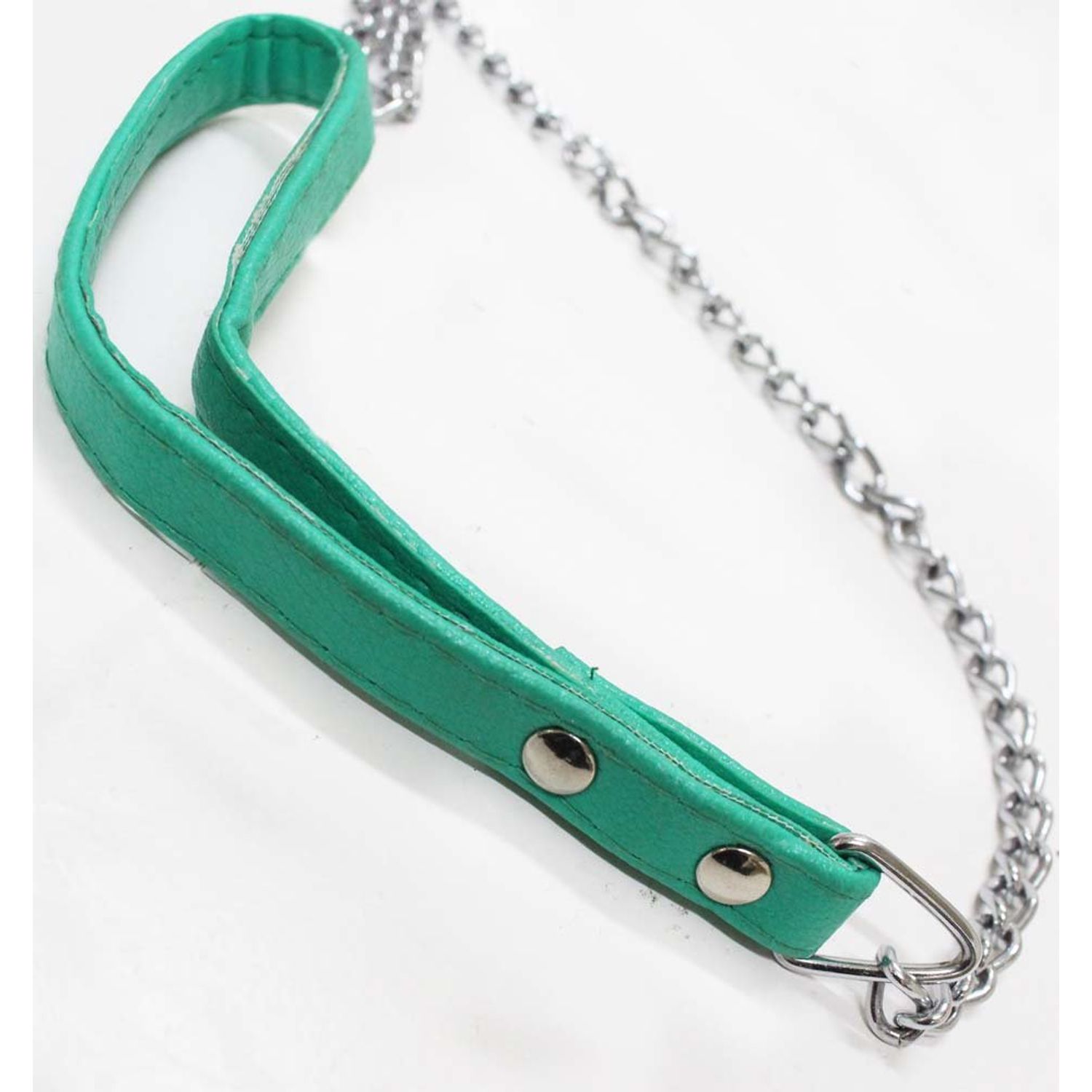 48" Brown Metal Pet Leash Chain With Swivel Hook And Comfort Grip Strap